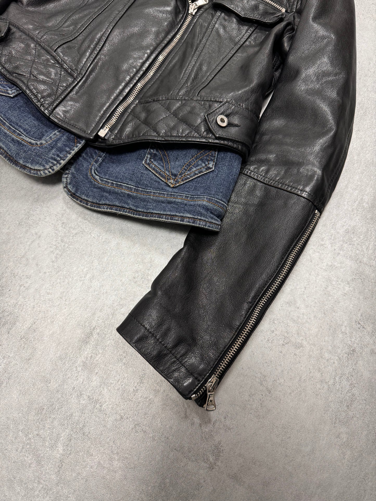 Dolce & Gabbana Hybrid Denim Leather Perfecto Jacket (XXS/XS)