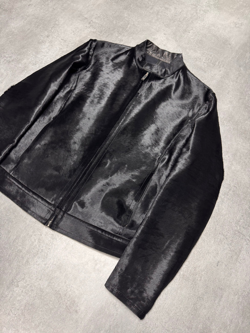 FW2013 Emporio Armani Black Pony Hair Leather Jacket