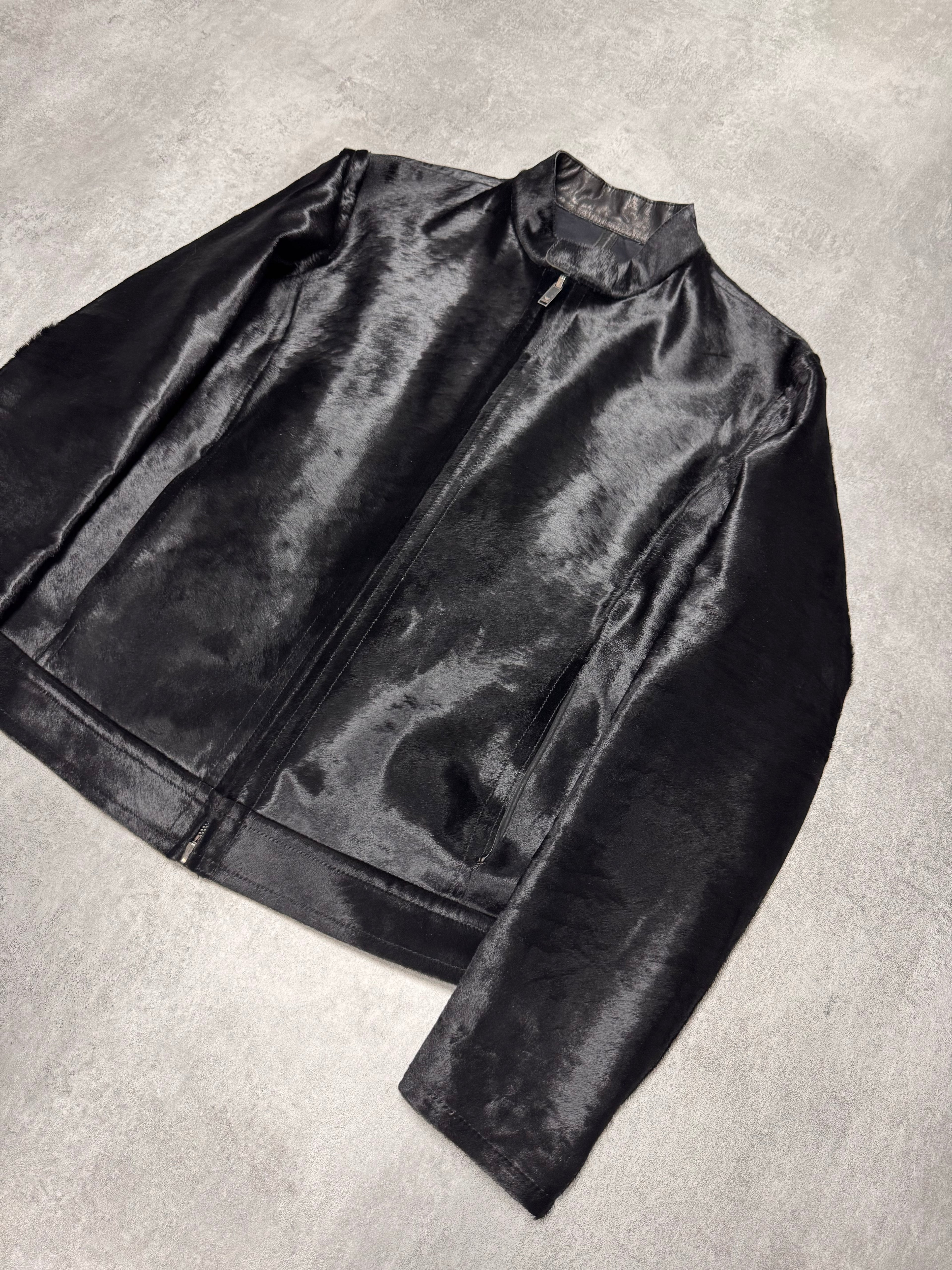 FW2013 Emporio Armani Black Pony Hair Leather Jacket