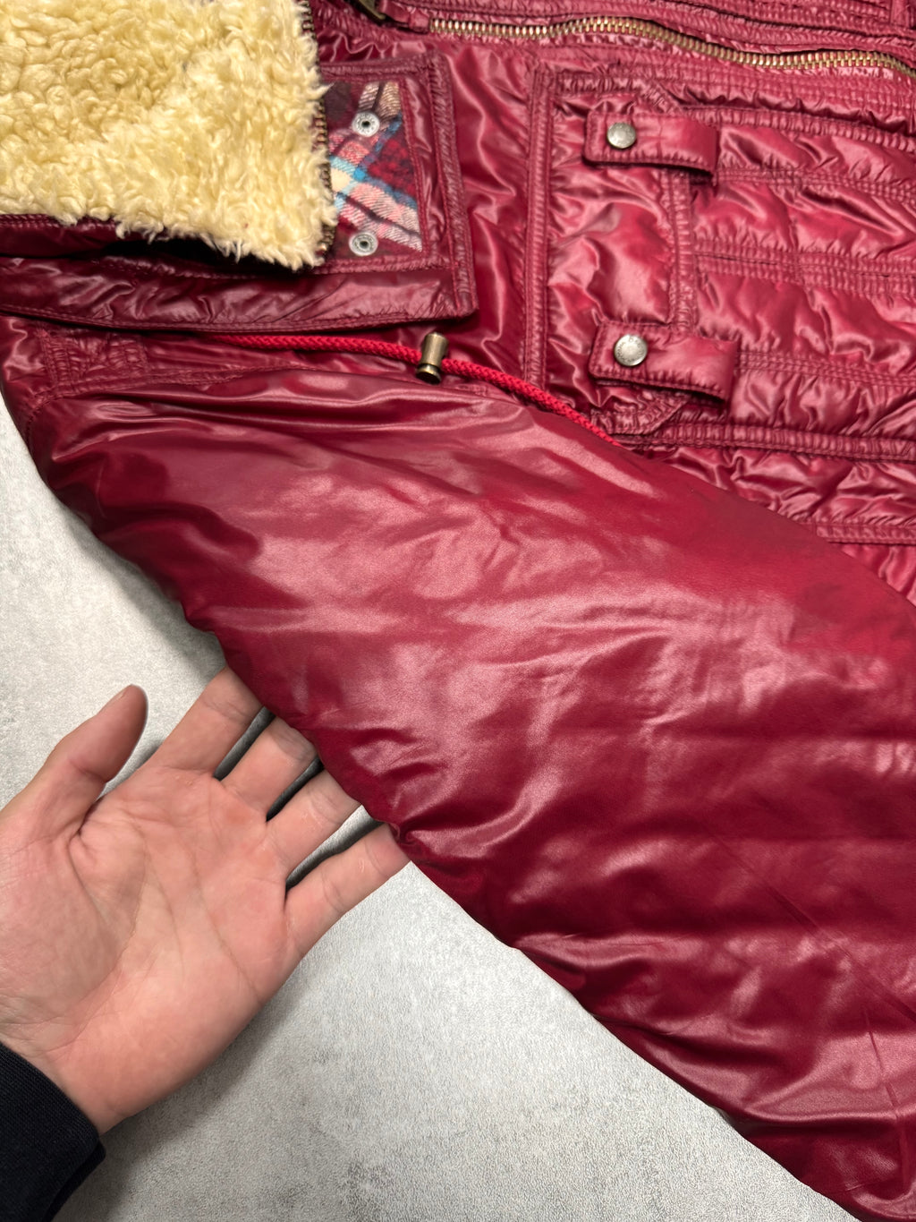 2000s Dolce & Gabbana Wine Burgundy Utility Cargo Puffer Jacket