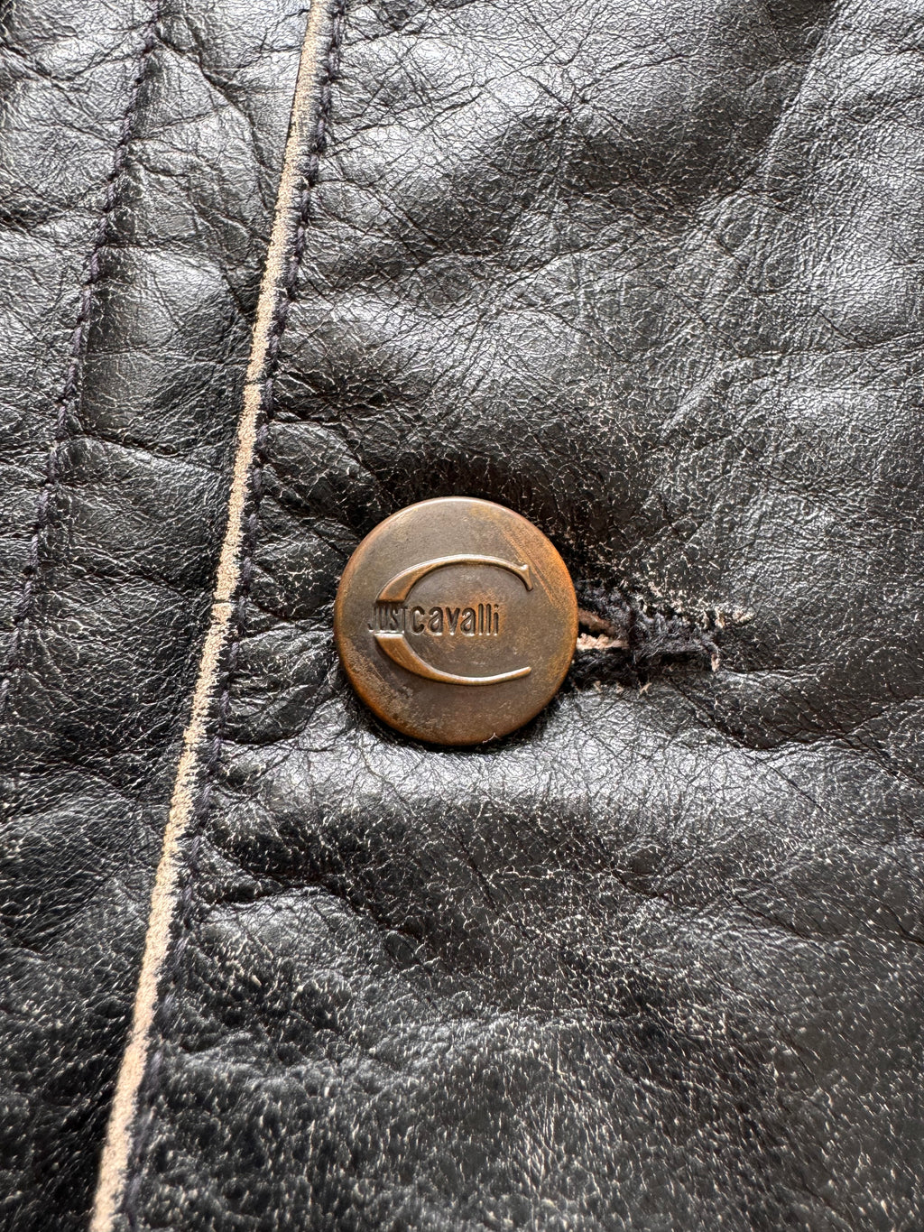 2000s Cavalli Brut Raw Leather Jacket