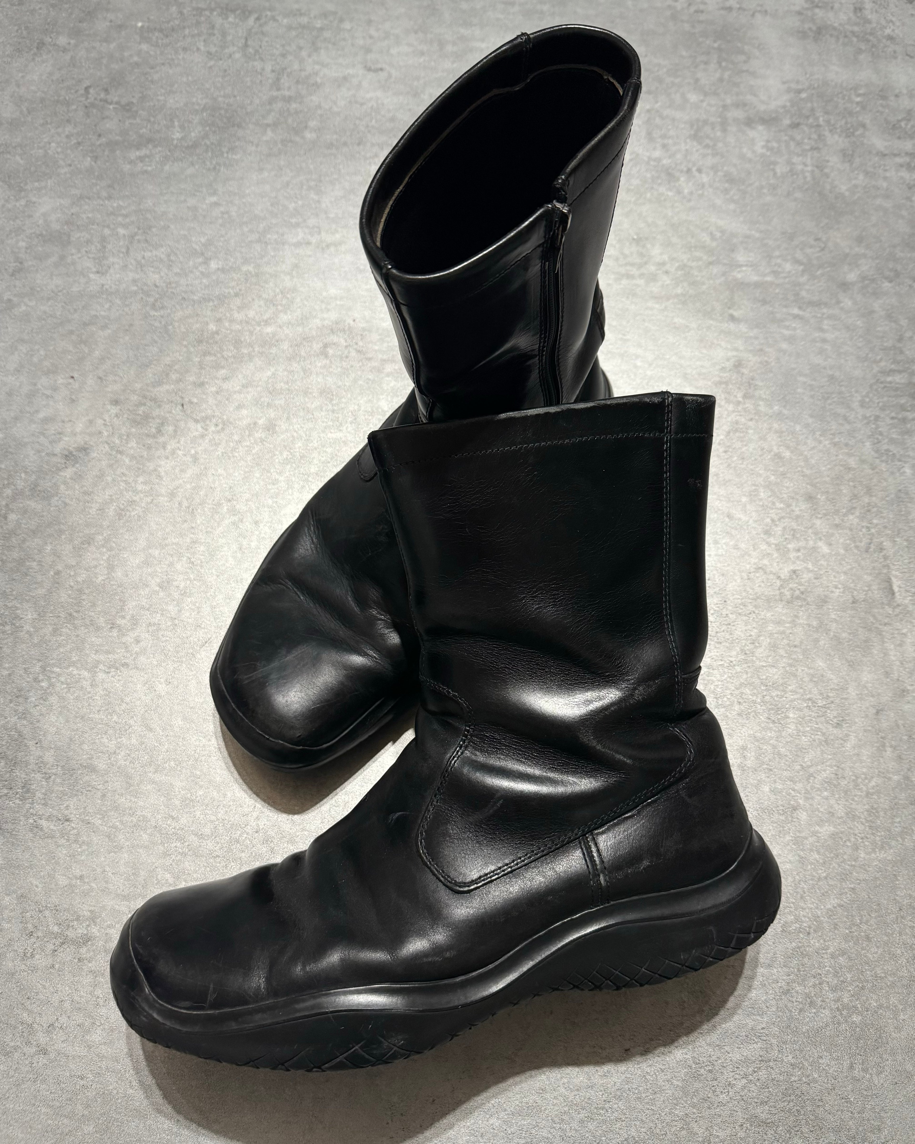 FW1999 Prada Ankle Vibram Black Leather Boots (45,5) - 3