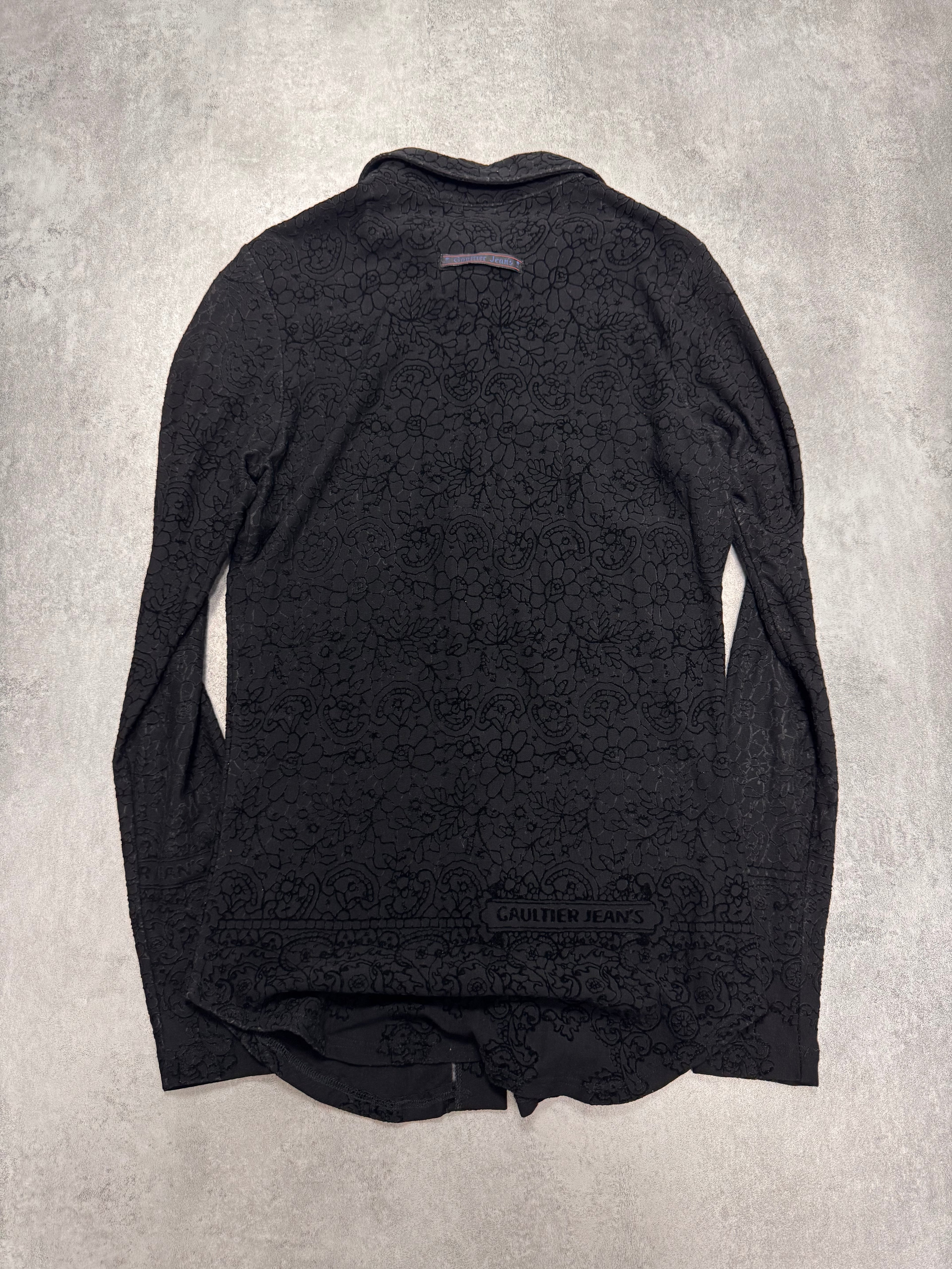 1990s Jean Paul Gaultier Glamour Velvet Black Shirt