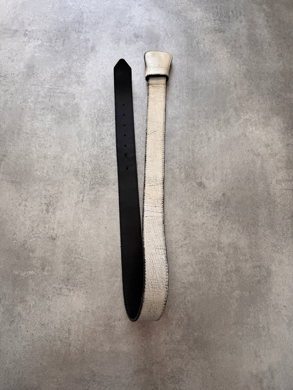 AW2012 Maison Margiela H&M Hand Painted White Cracked Re-edition Belt