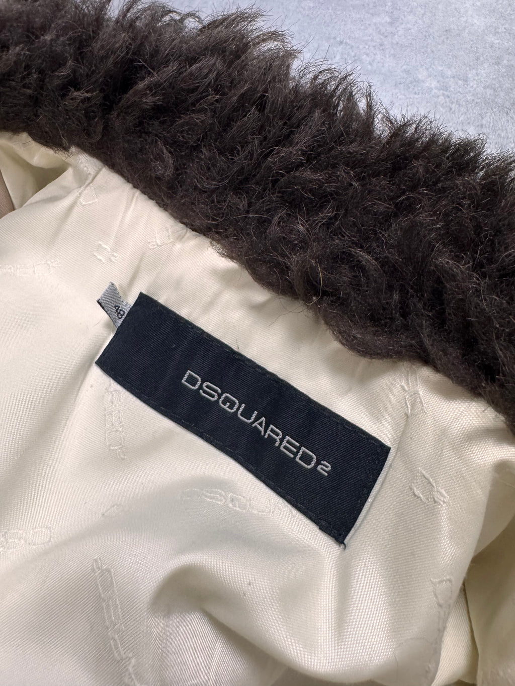 FW2005 Dsquared2 Astro Fur Collar Asymmetrical Beige Jacket