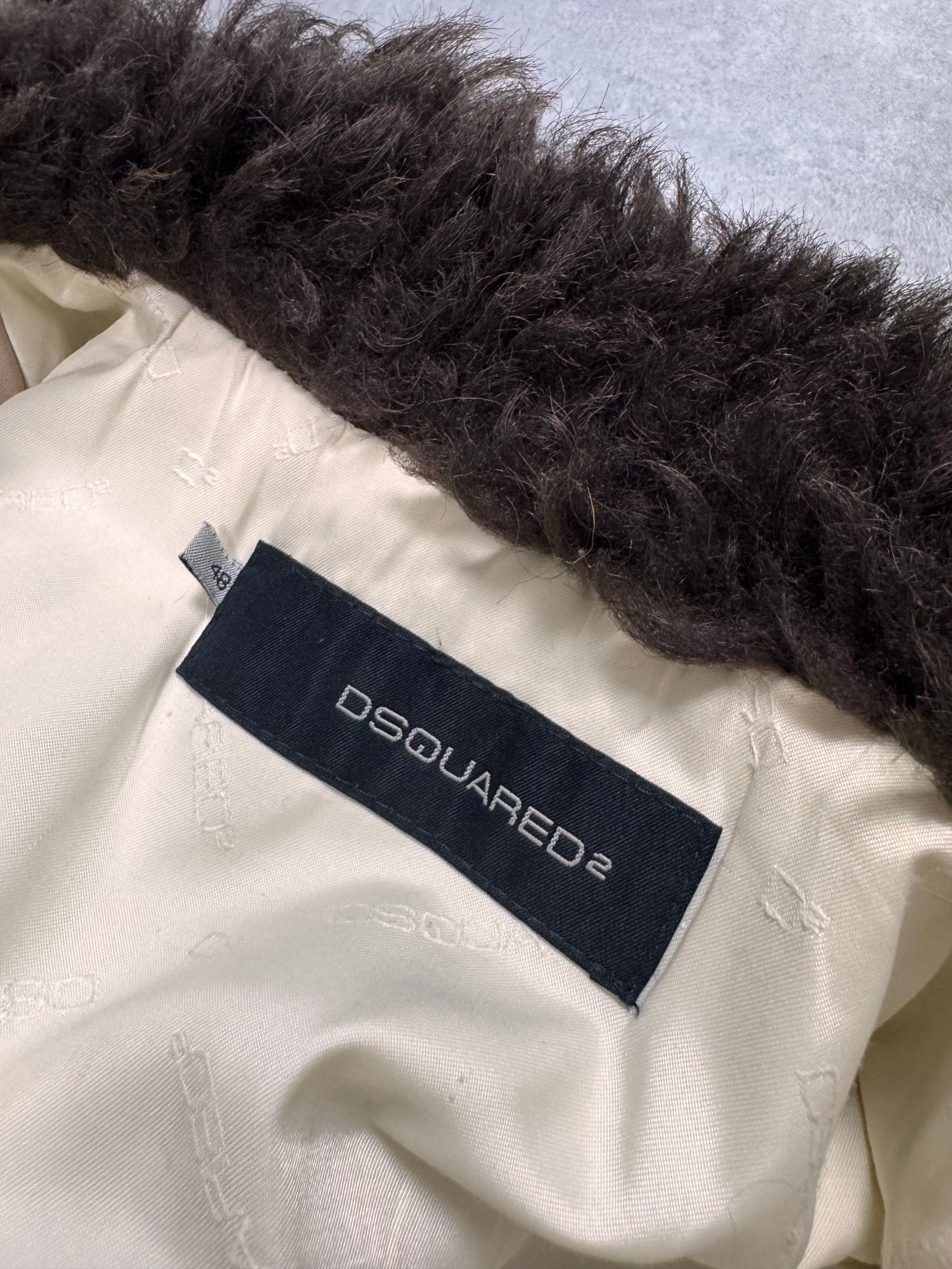 FW2005 Dsquared2 Astro Fur Collar Asymmetrical Beige Jacket