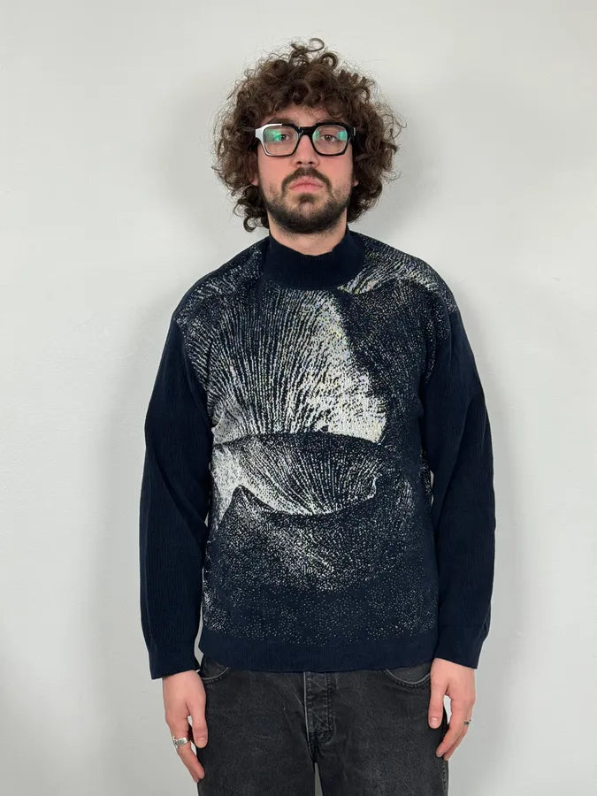 SS2020 Emporio Armani Mountain Landscape High Neck Navy Sweater WkVLTIZ 1