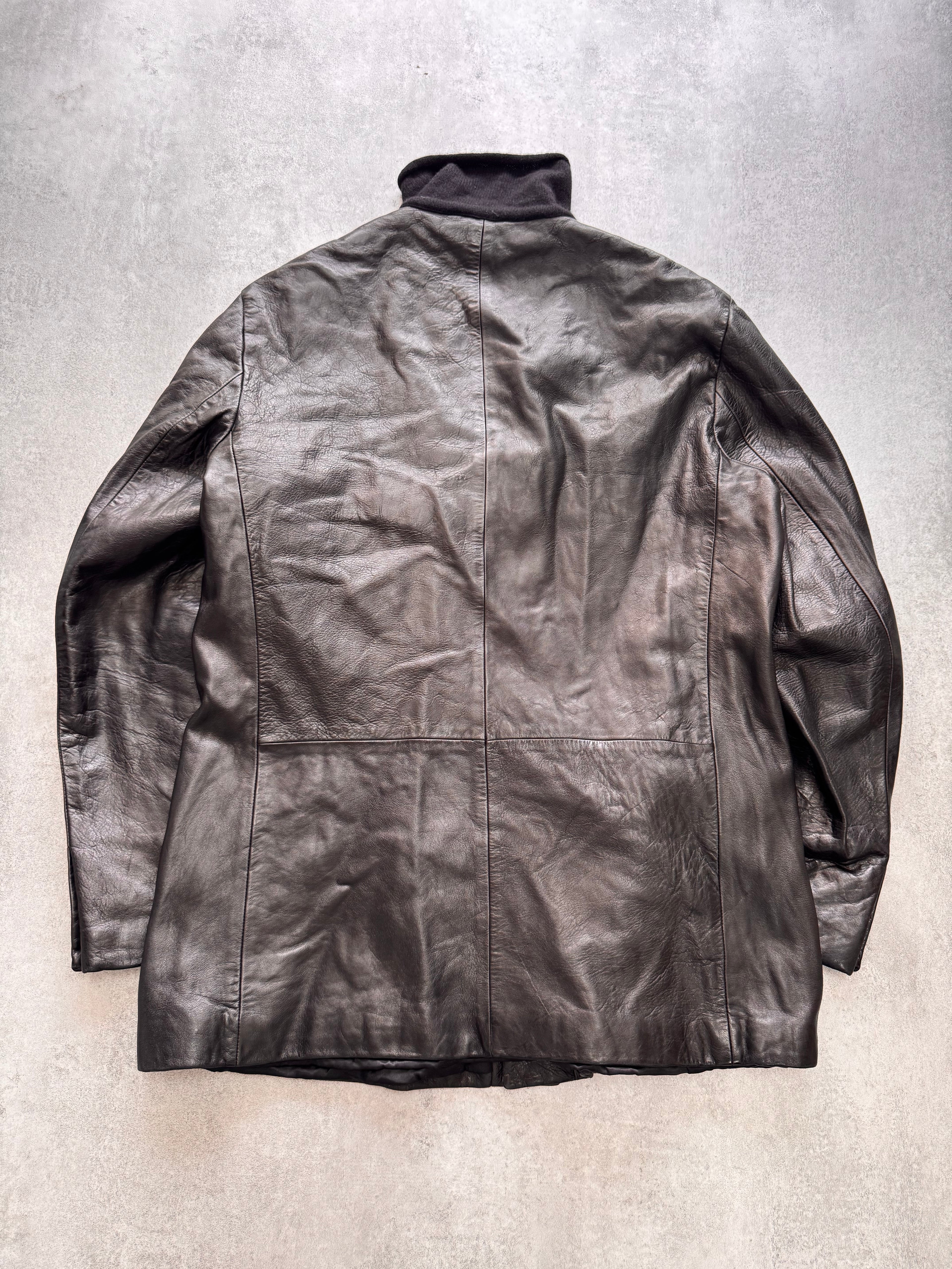 1990s Giorgio Armani Pure Black Leather Jacket