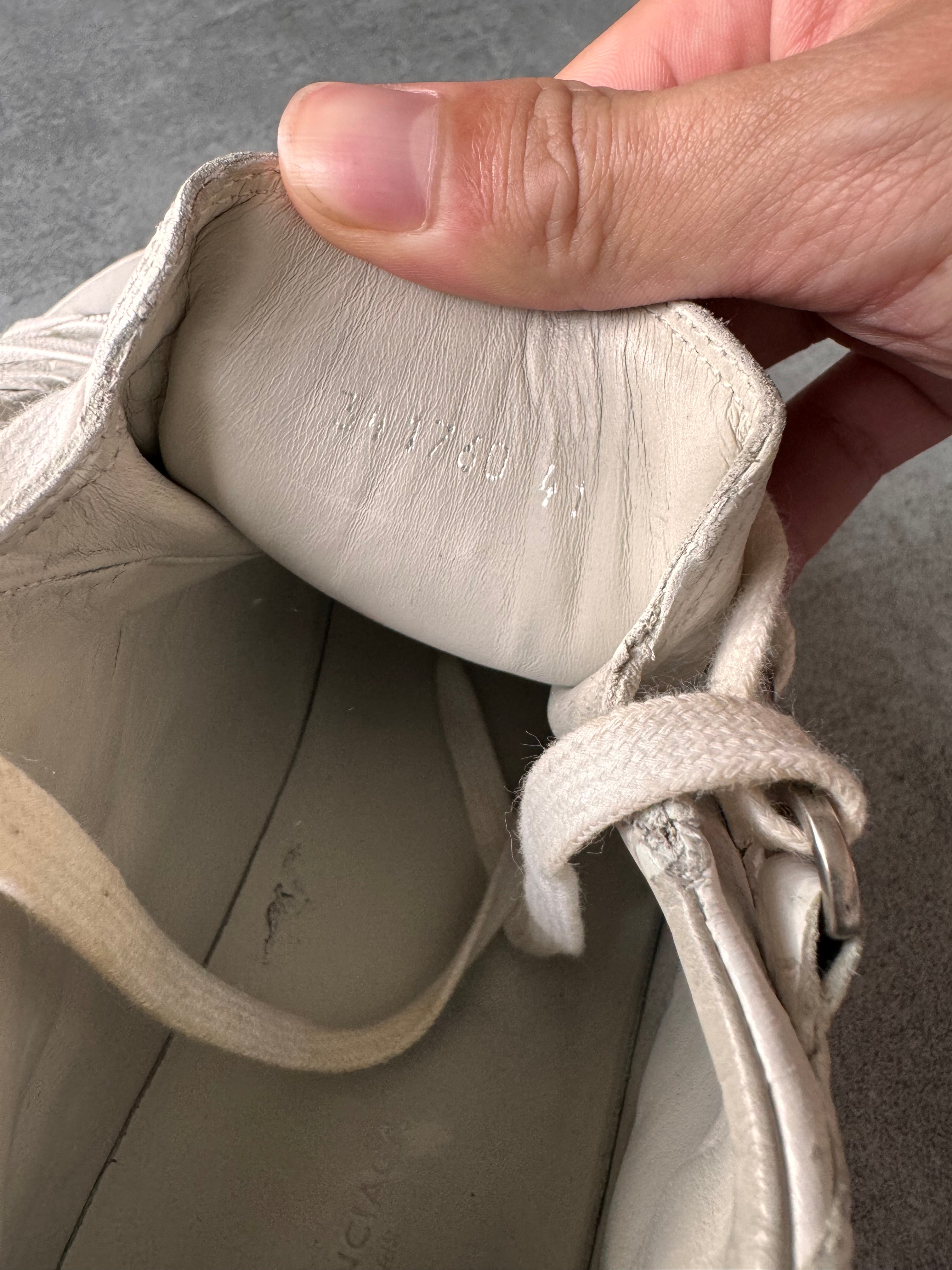 Balenciaga Arena High White Cracked Leather Sneakers