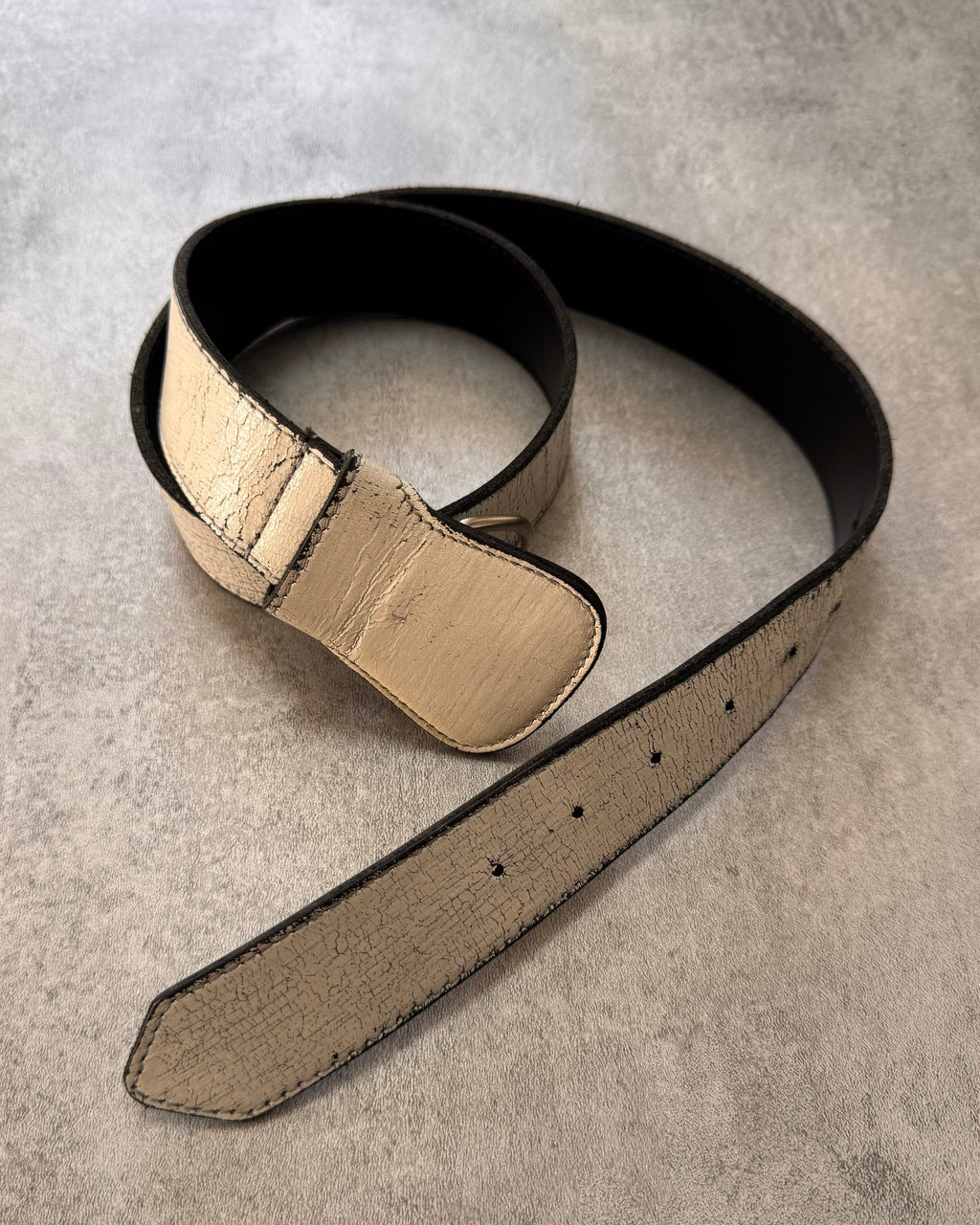 AW2012 Maison Margiela H&M Hand Painted White Cracked Re-edition Belt