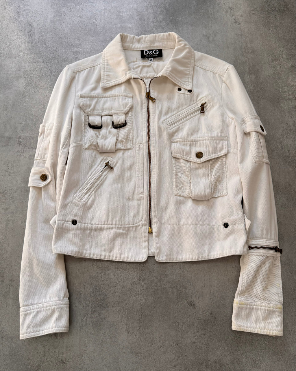 SS2003 Dolce & Gabbana Parachute Cargo Cropped White Jacket