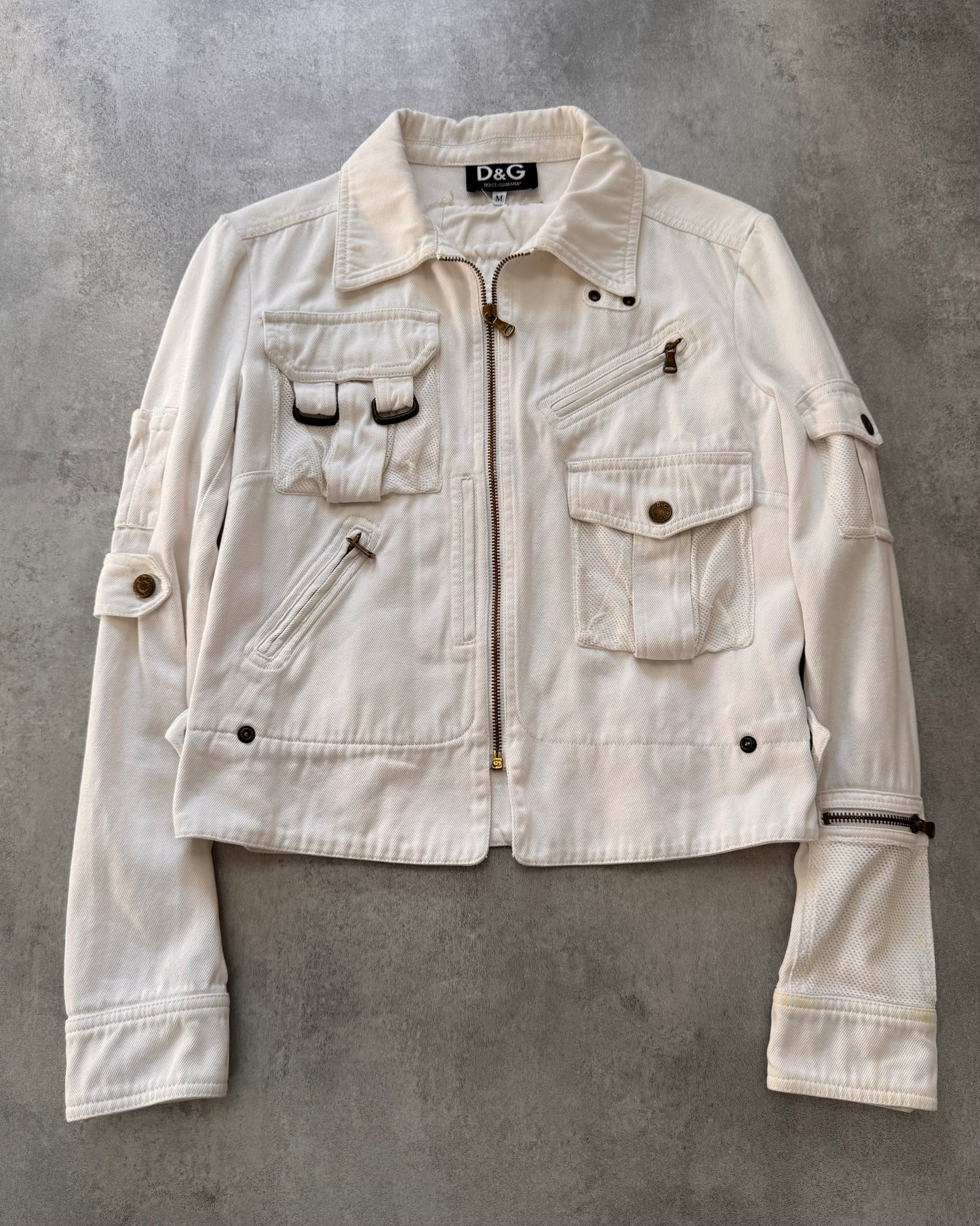 SS2003 Dolce & Gabbana Parachute Cargo Cropped White Jacket (XS/S)