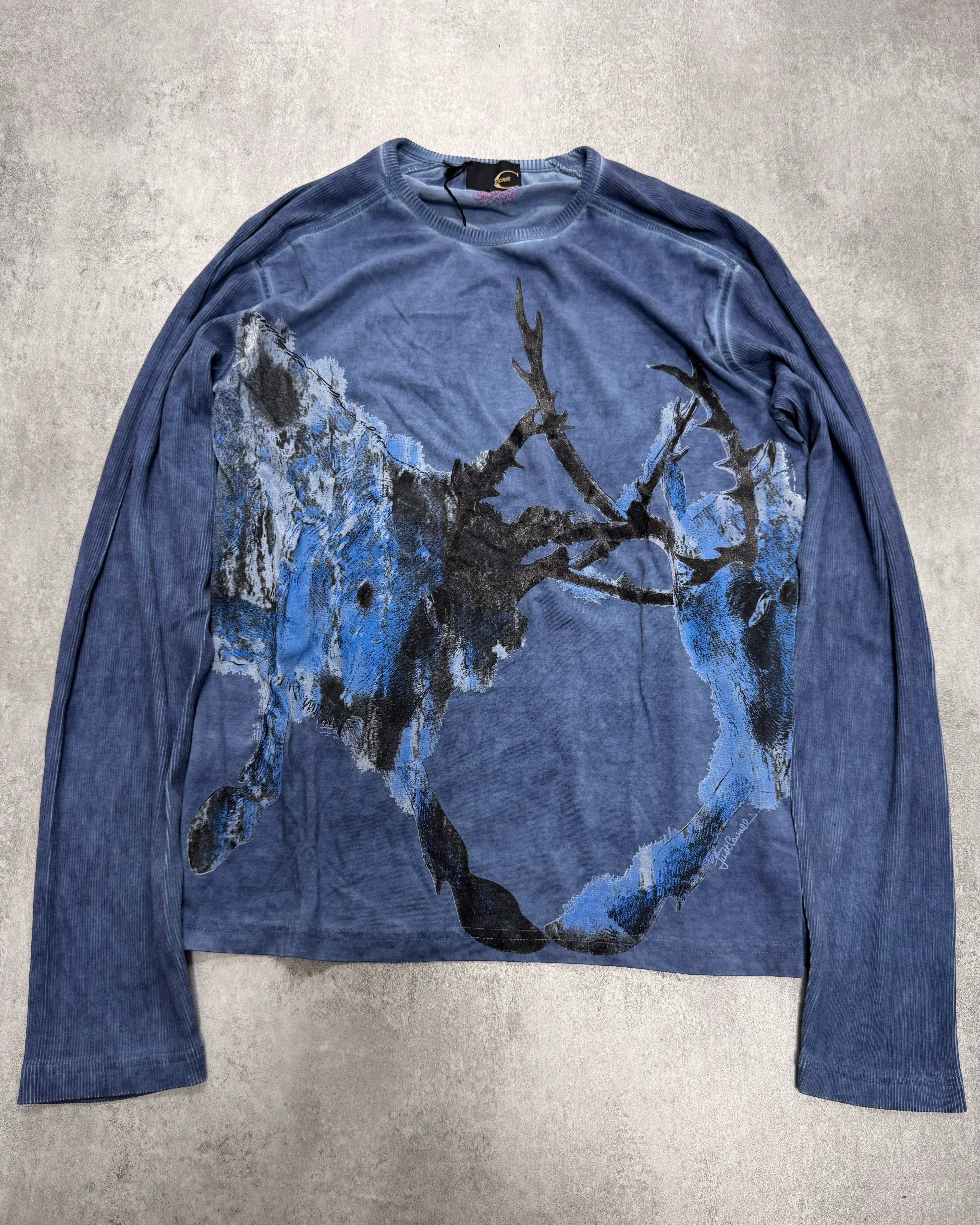 2000s Cavalli Fighting Deers Painting Longsleeves