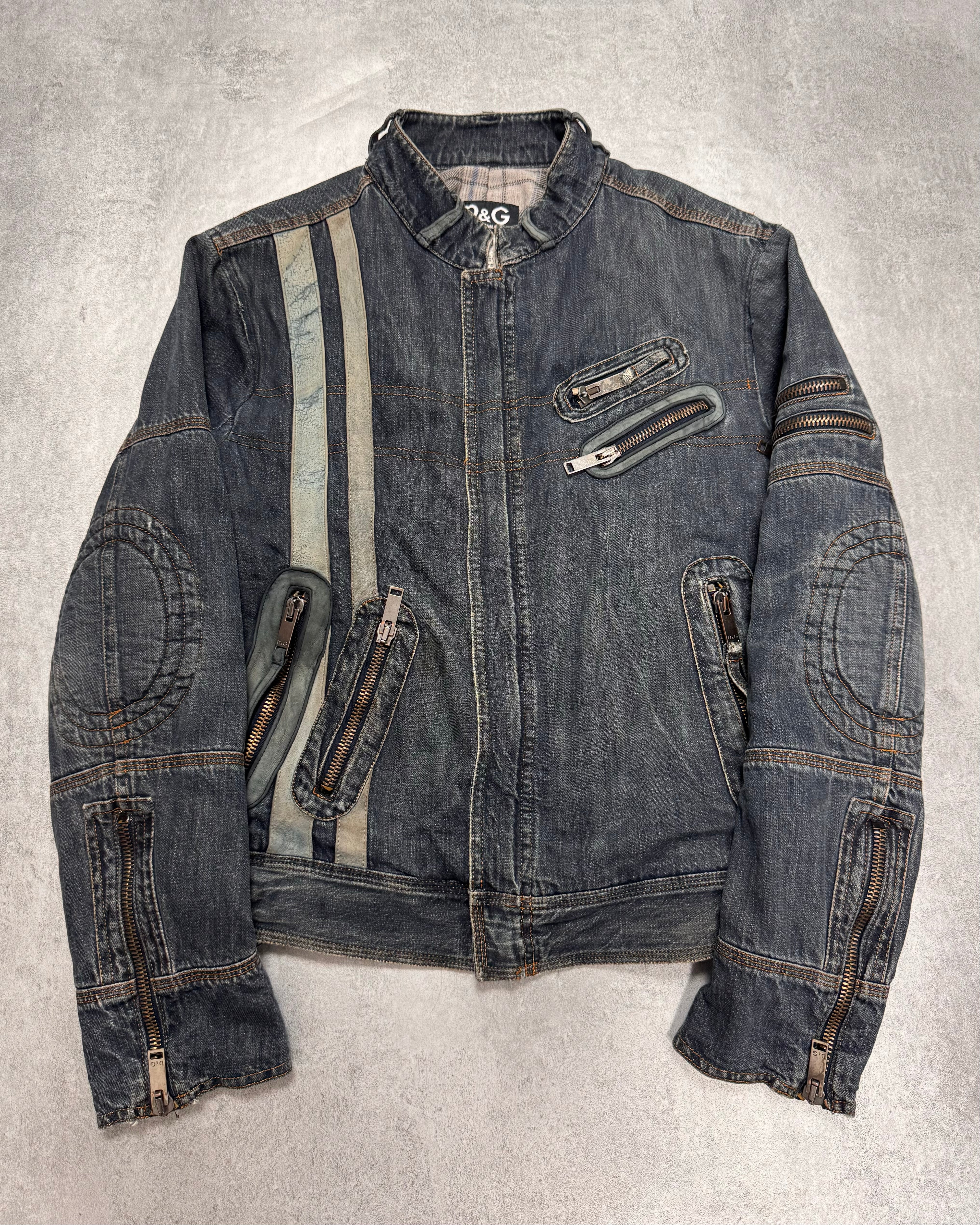 AW2004 Dolce & Gabbana Astro Biker Cafe Denim Jacket
