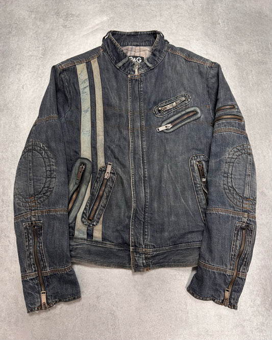 AW2004 Dolce & Gabbana Astro Biker Cafe Denim Jacket (S)