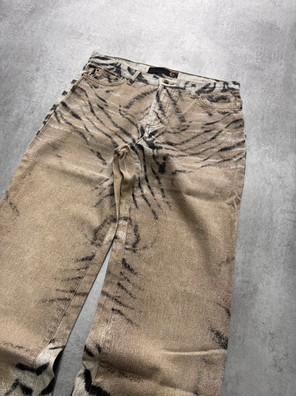 SS2002 Cavalli Zebra Camel Faded Pants (S)