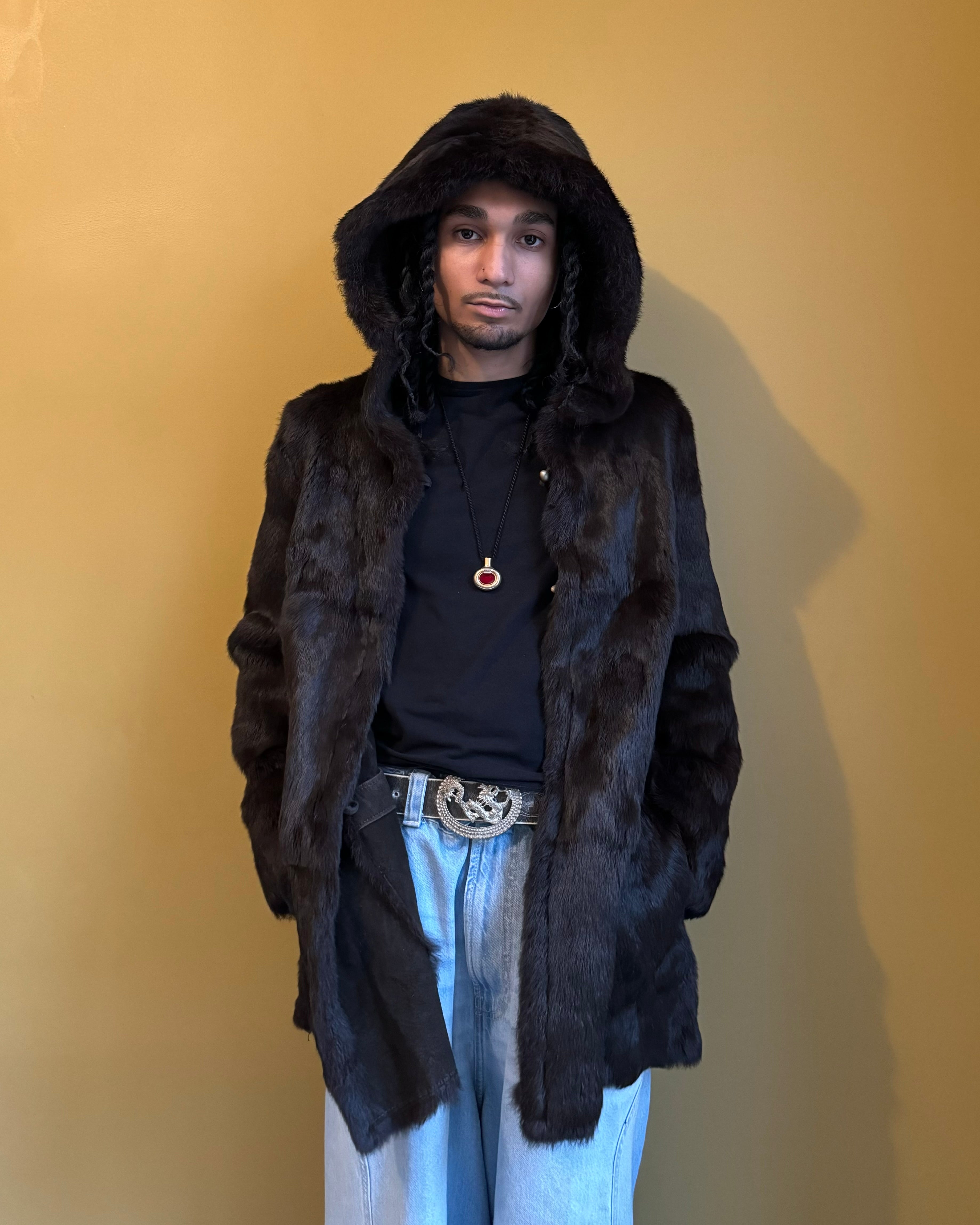 2000s Armani Reversible 2 in 1 Avant-Garde Brown Rustic Fur Jacket