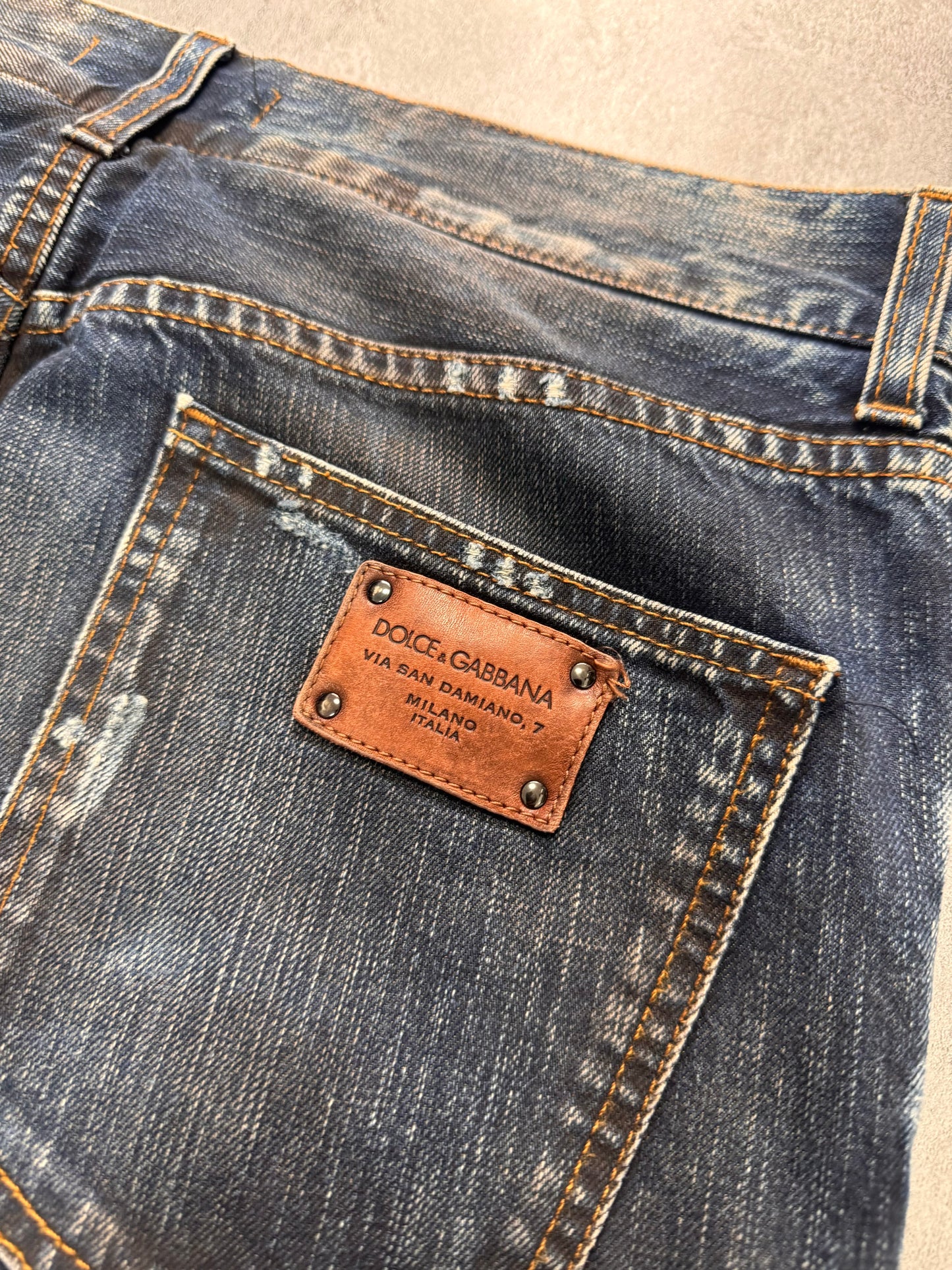 2000s Dolce & Gabbana Dirty Effect Denim Slim Jeans (S/M)