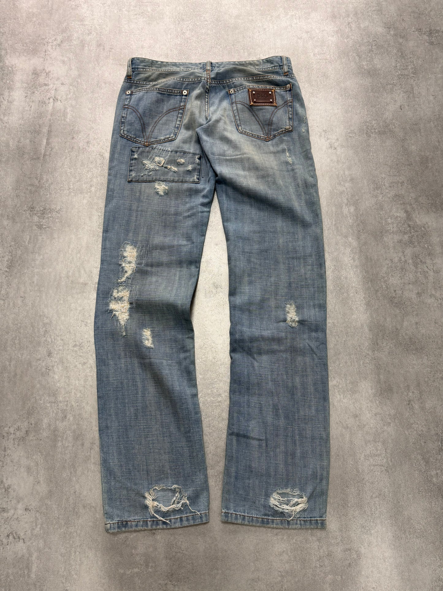 2000s Dolce & Gabbana Patches Blue Denim Jeans (M)