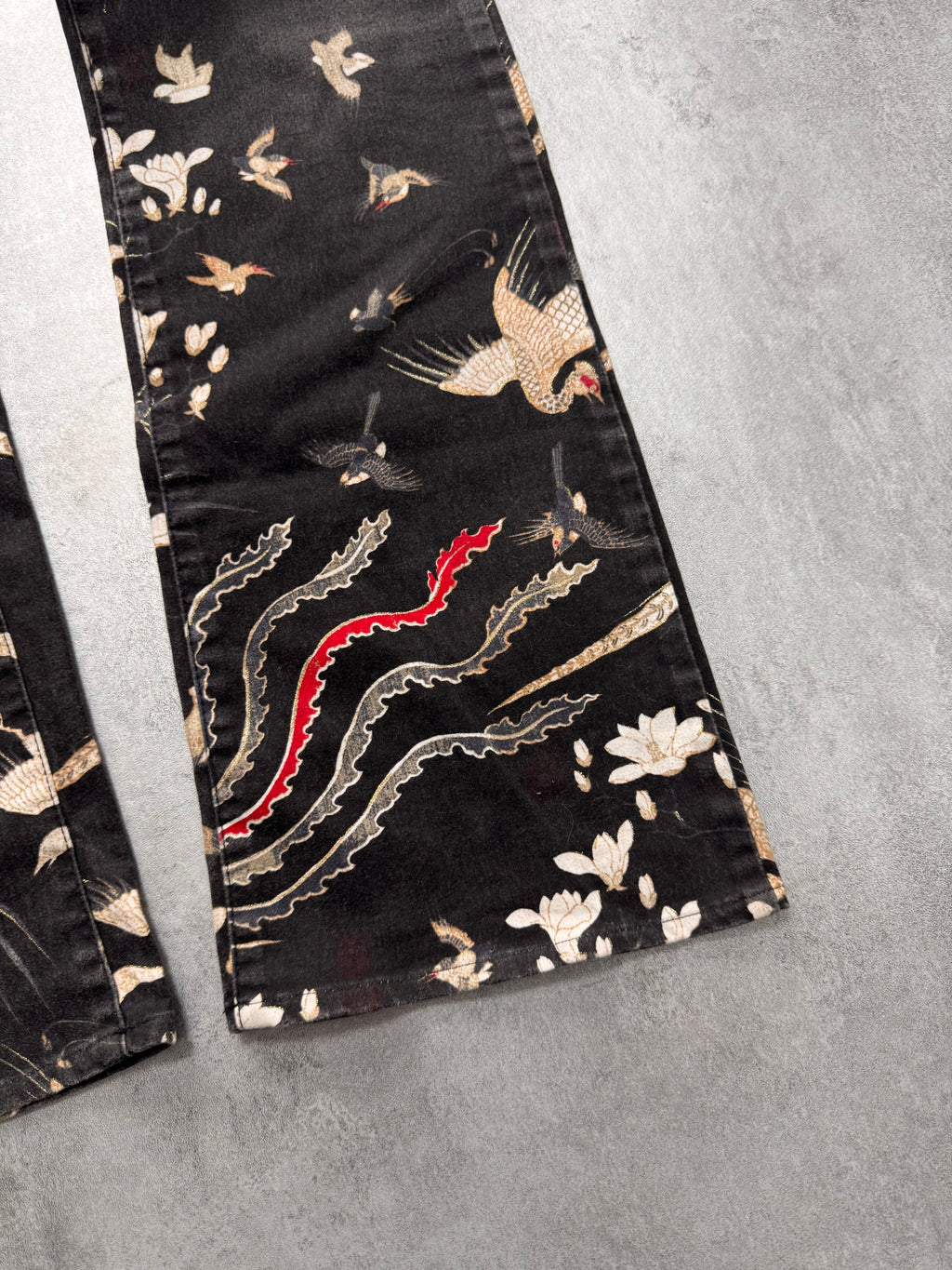 AW2003 Cavalli Asian Noble Birds Black Pants