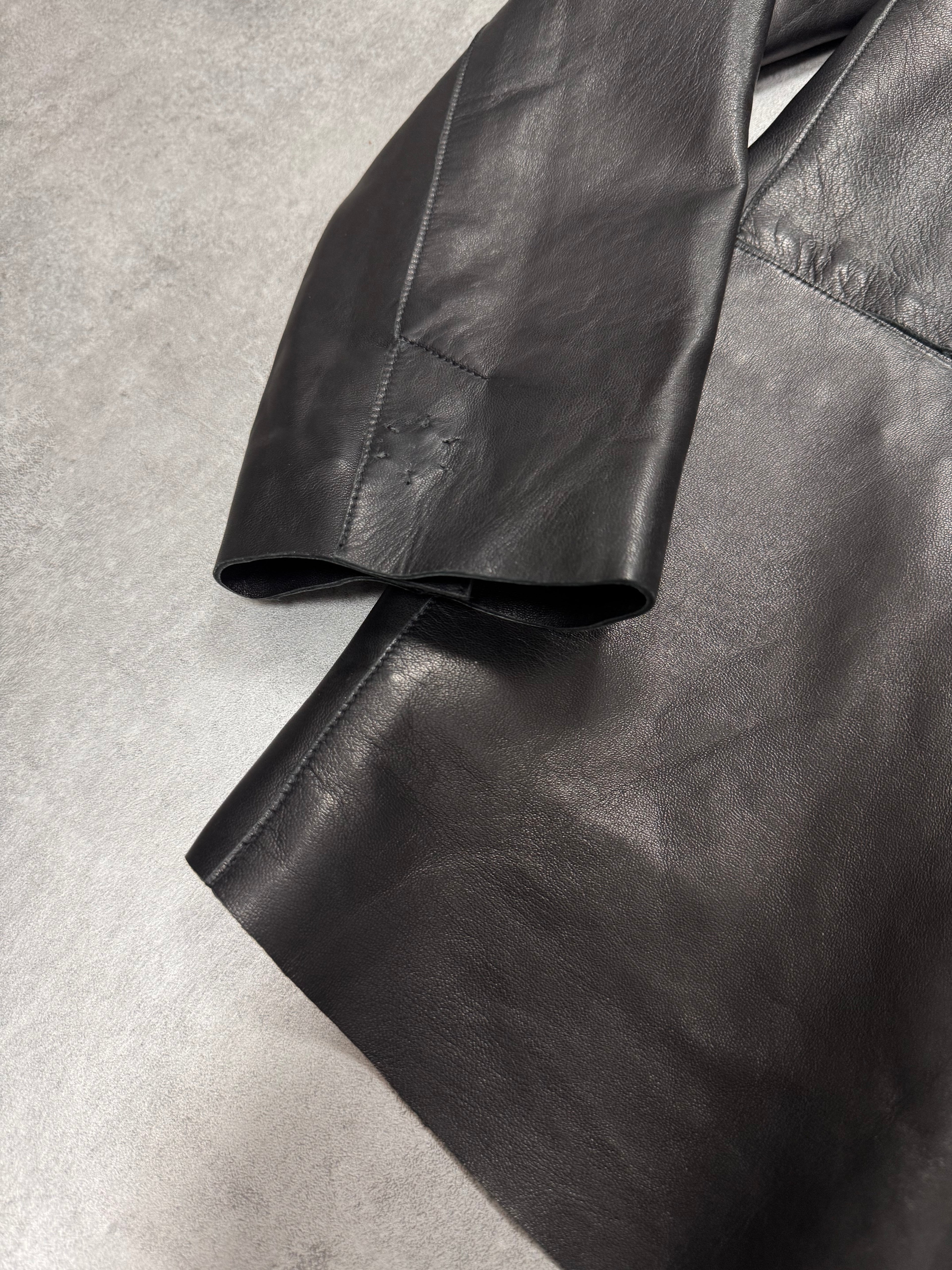 FW2012 Emporio Armani Sexy Black Leather Suit Jacket