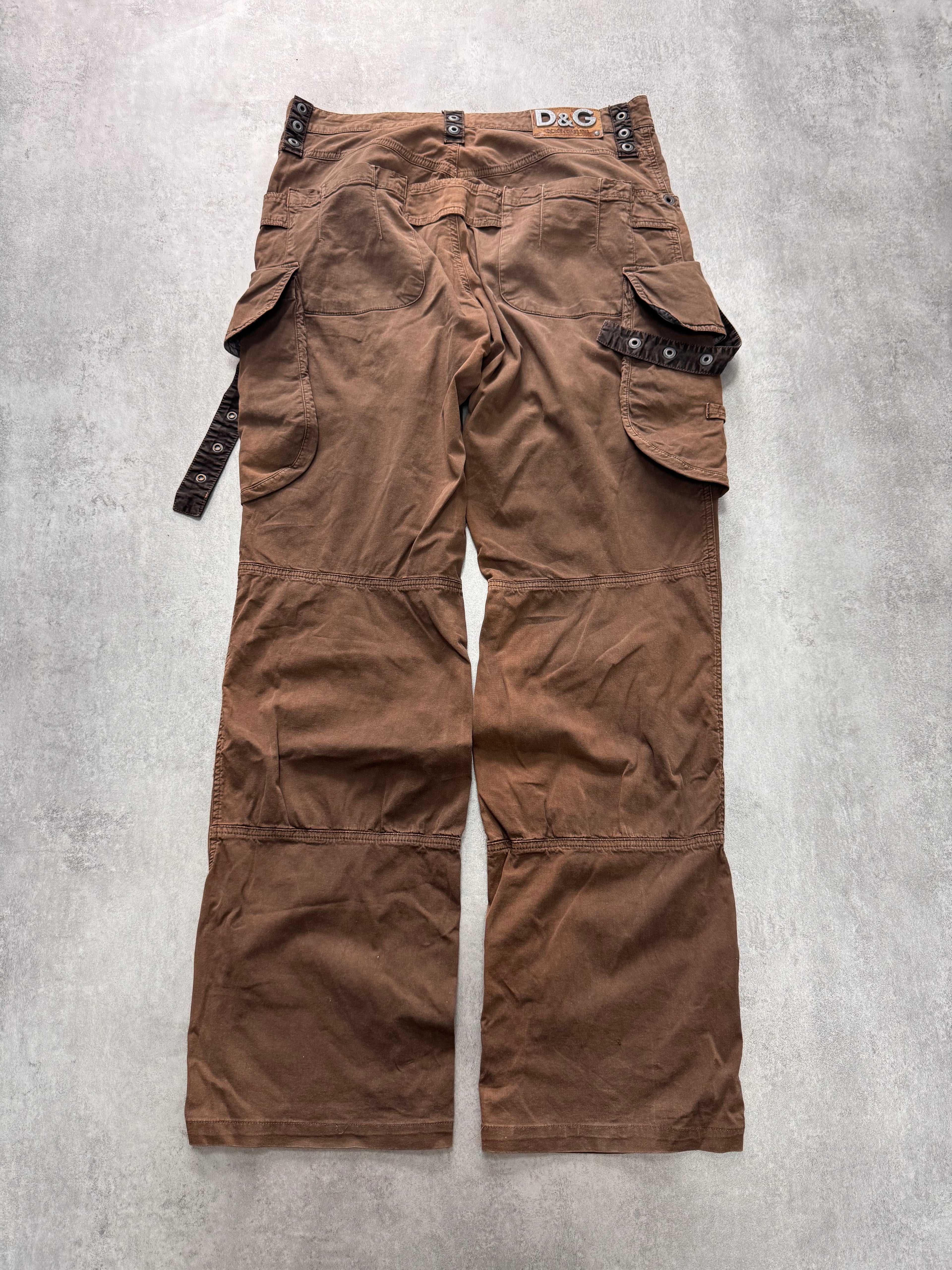SS2004 Dolce & Gabbana Parachute Cargo Brown Pants