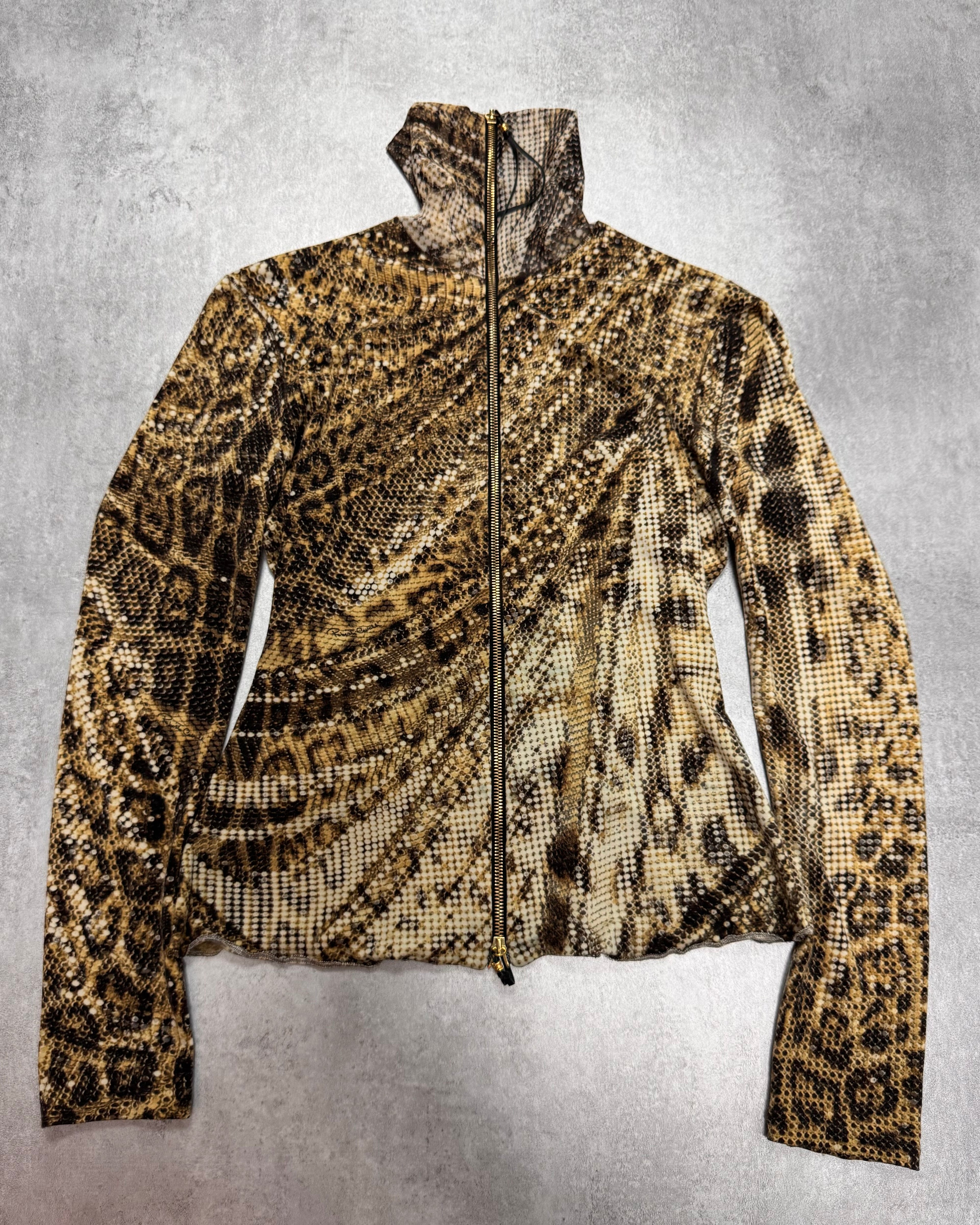 AW2000 Roberto Cavalli Jaguar Print Zip-Up