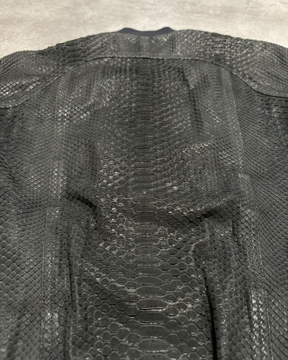 2010s Yves Saint Laurent Black Snakeskin Python Avant-Garde Leather Jacket (M/L) - 5