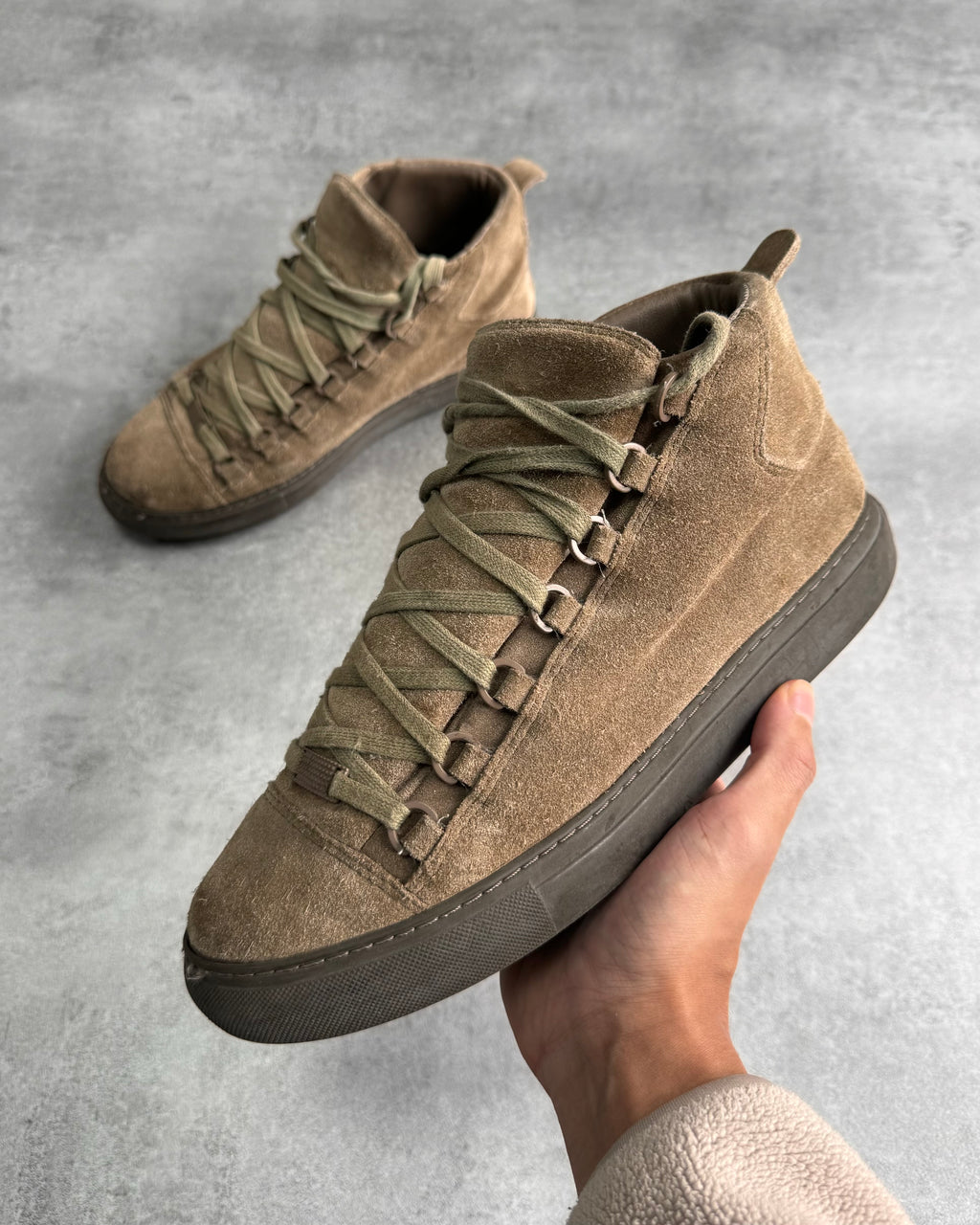 Balenciaga Arena High Brown Suede Leather Sneakers