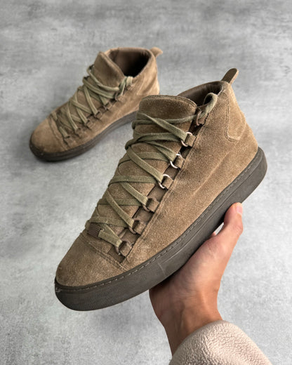 Balenciaga Arena High Brown Suede Leather Sneakers (41eu/us8)