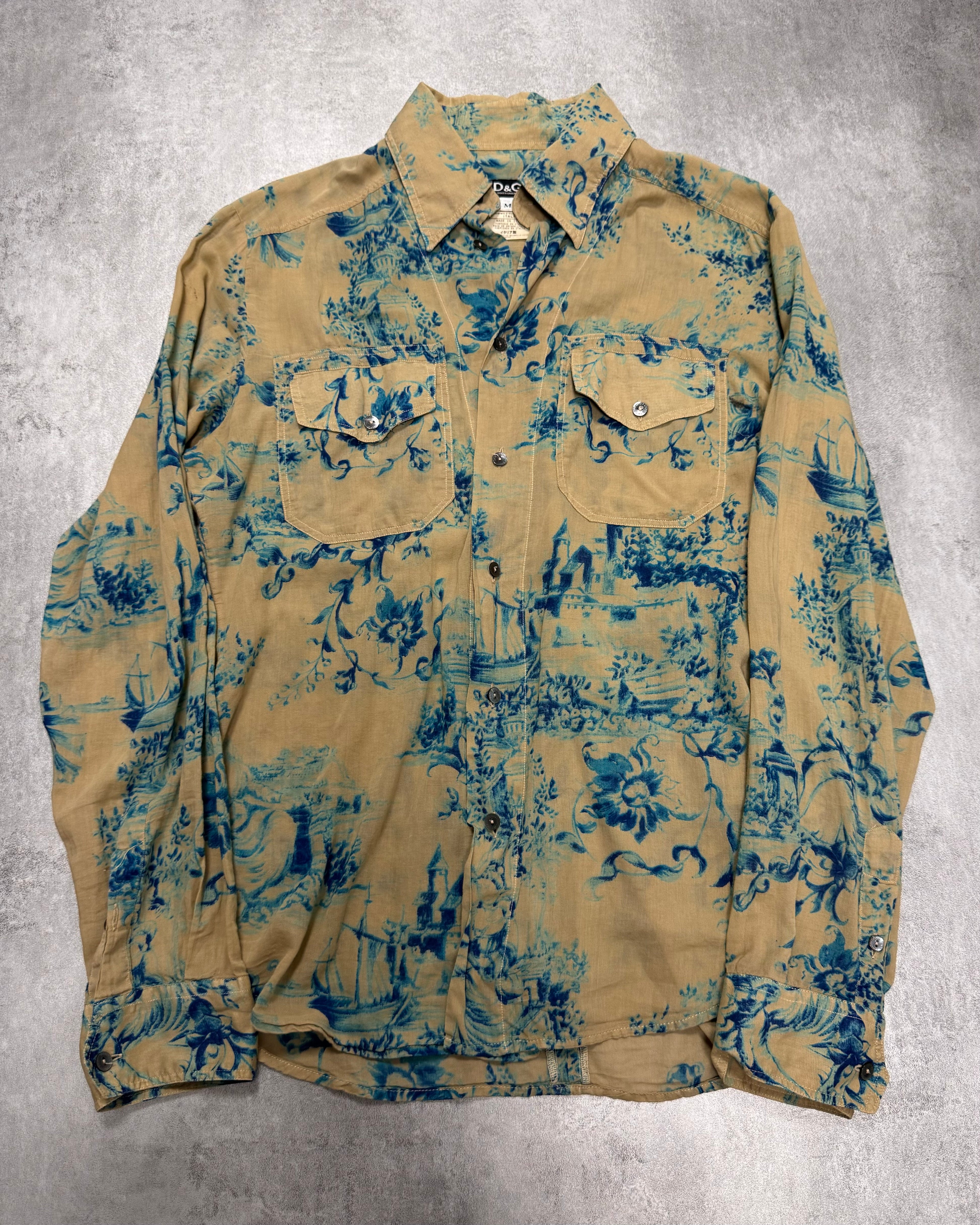 1998 Dolce & Gabbana Toile De Jouy Beige & Bleu Shirt