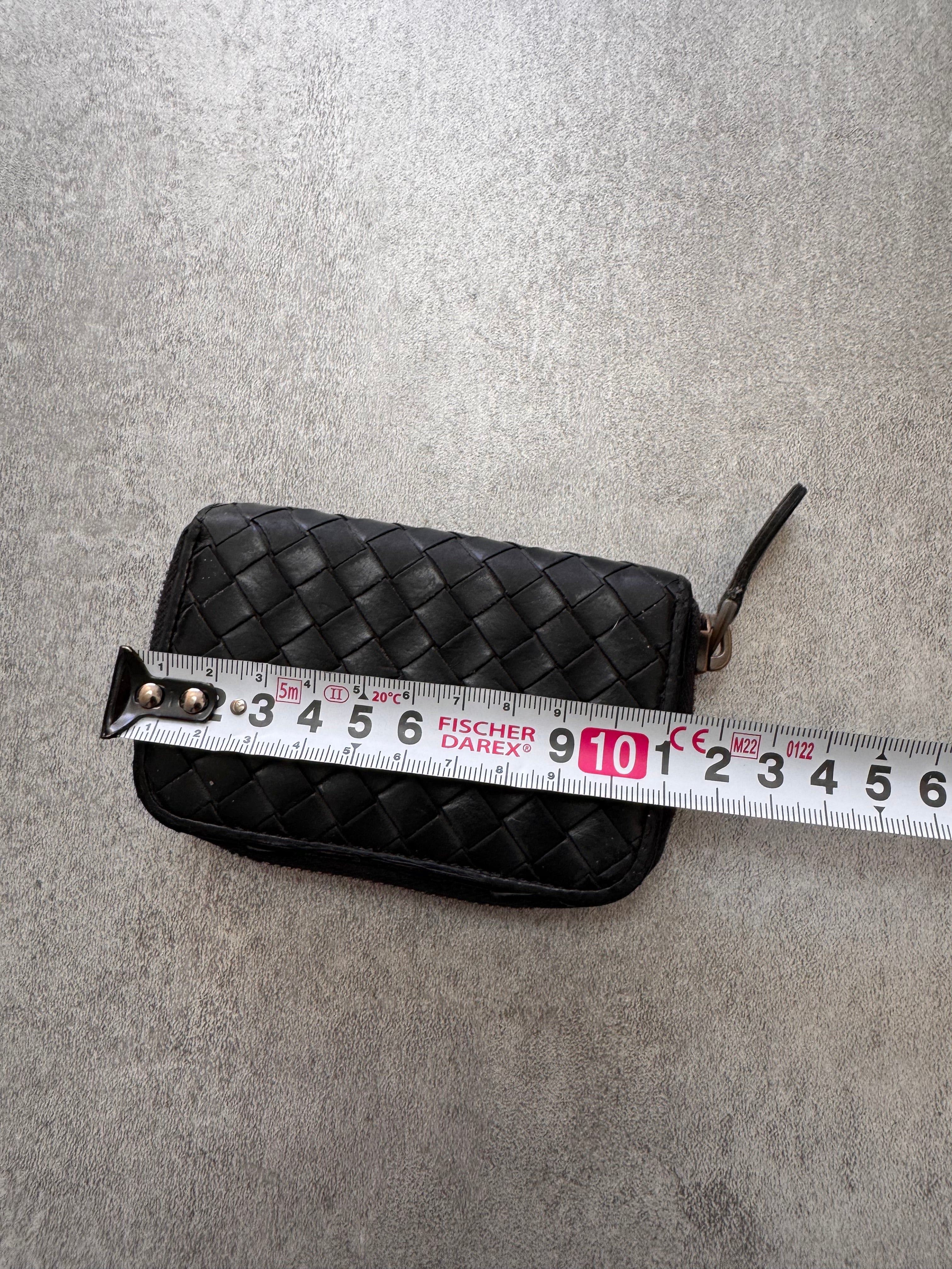 1990s Bottega Venetta Intrecciato Black Woven Leather Wallet