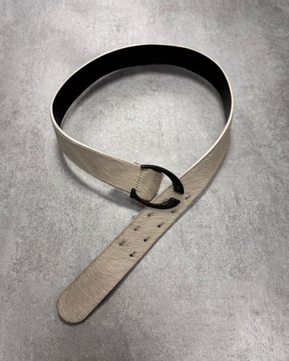 Cavalli White Pony Hair Leather Belt (OS)