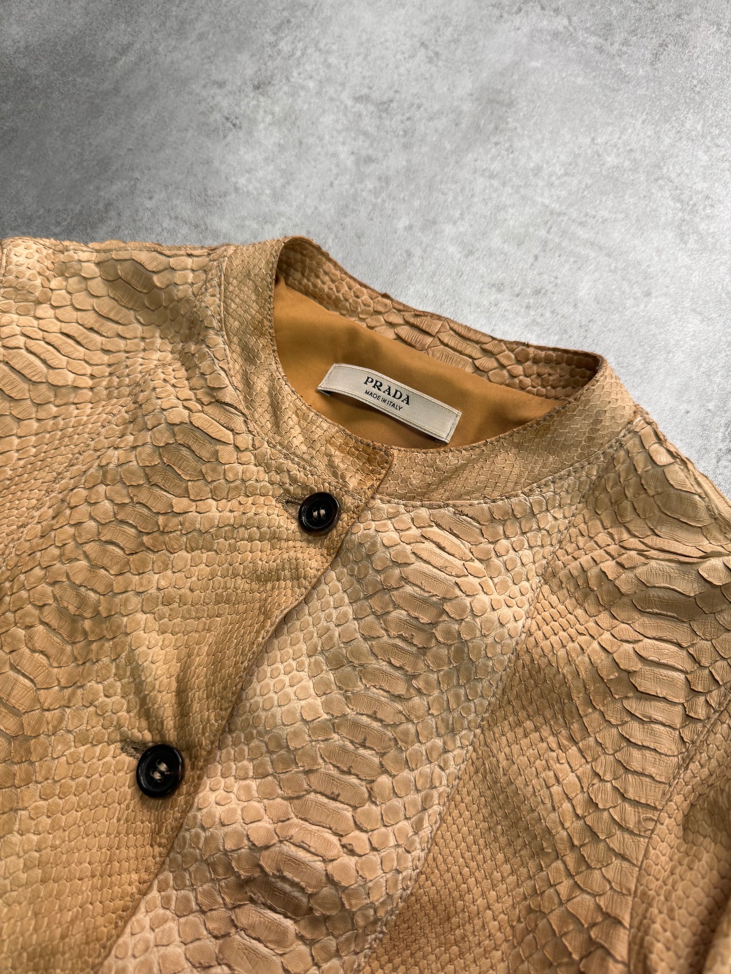 SS2004 Prada Desert Python Leather Jacket (XS)