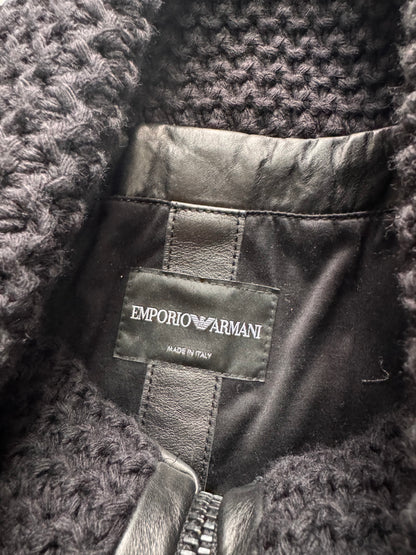 FW2012 Emporio Armani Pure Design Black Leather Jacket (M)