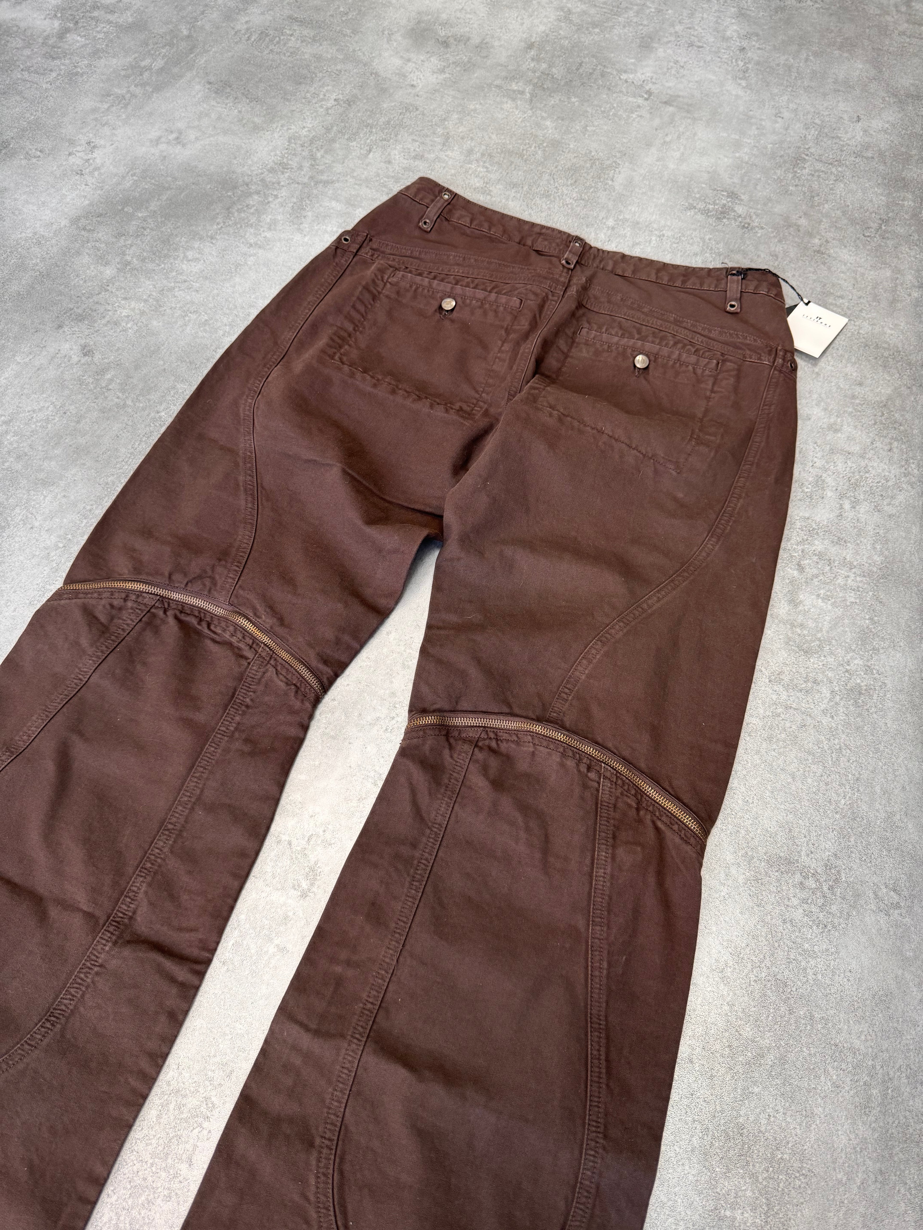 2000s Just Cavalli Knee Zip Brown Pants
