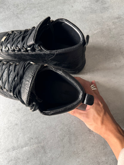 Balenciaga Arena High Black Cracked Leather Sneakers (45eu/us11)