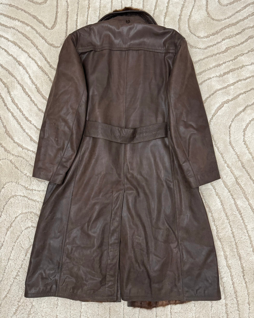 1990s Dolce & Gabbana Leather Trench with Rabbit Fur Lining (M/L)