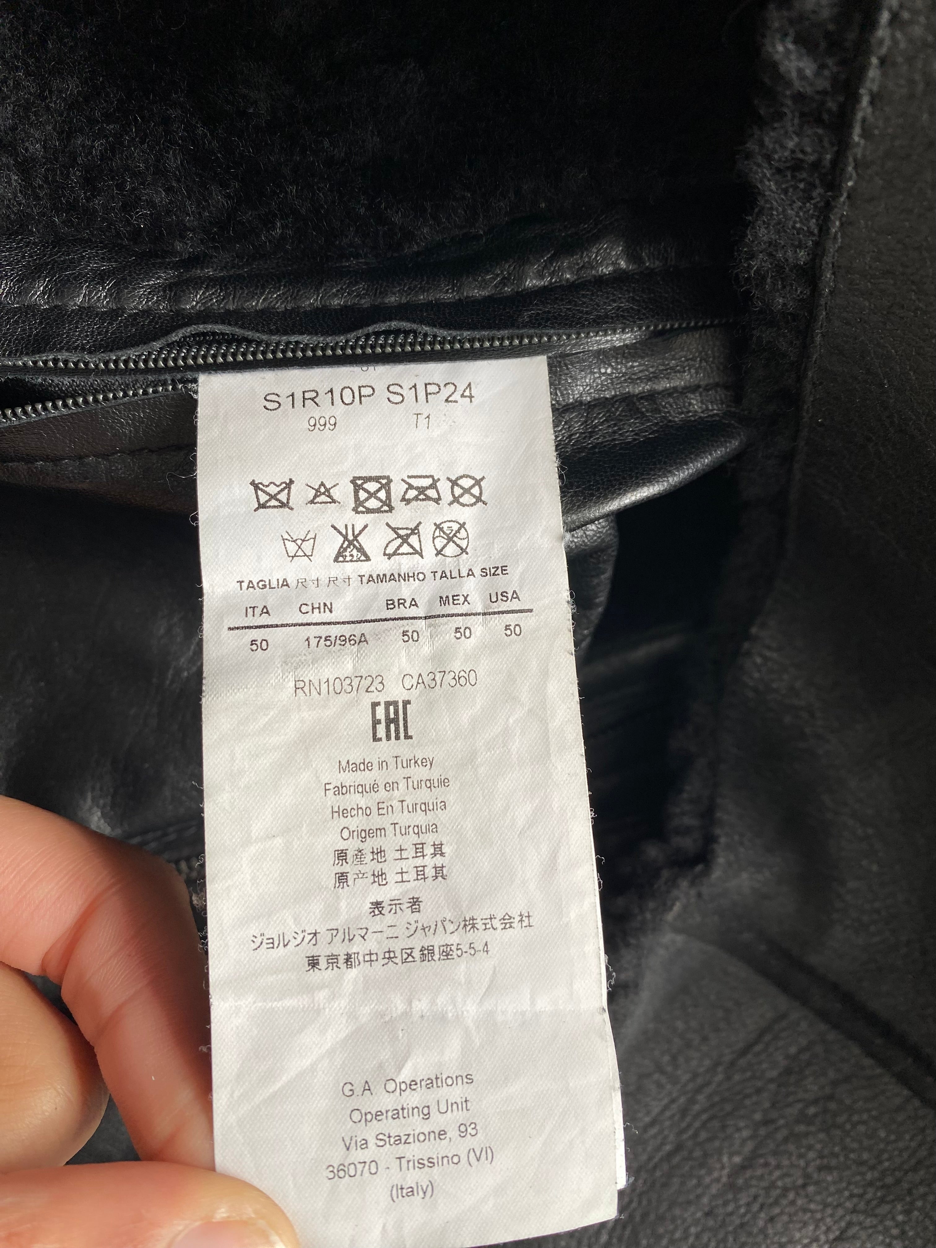 AW2015 Emporio Armani Asymmetrical Leather Jacket