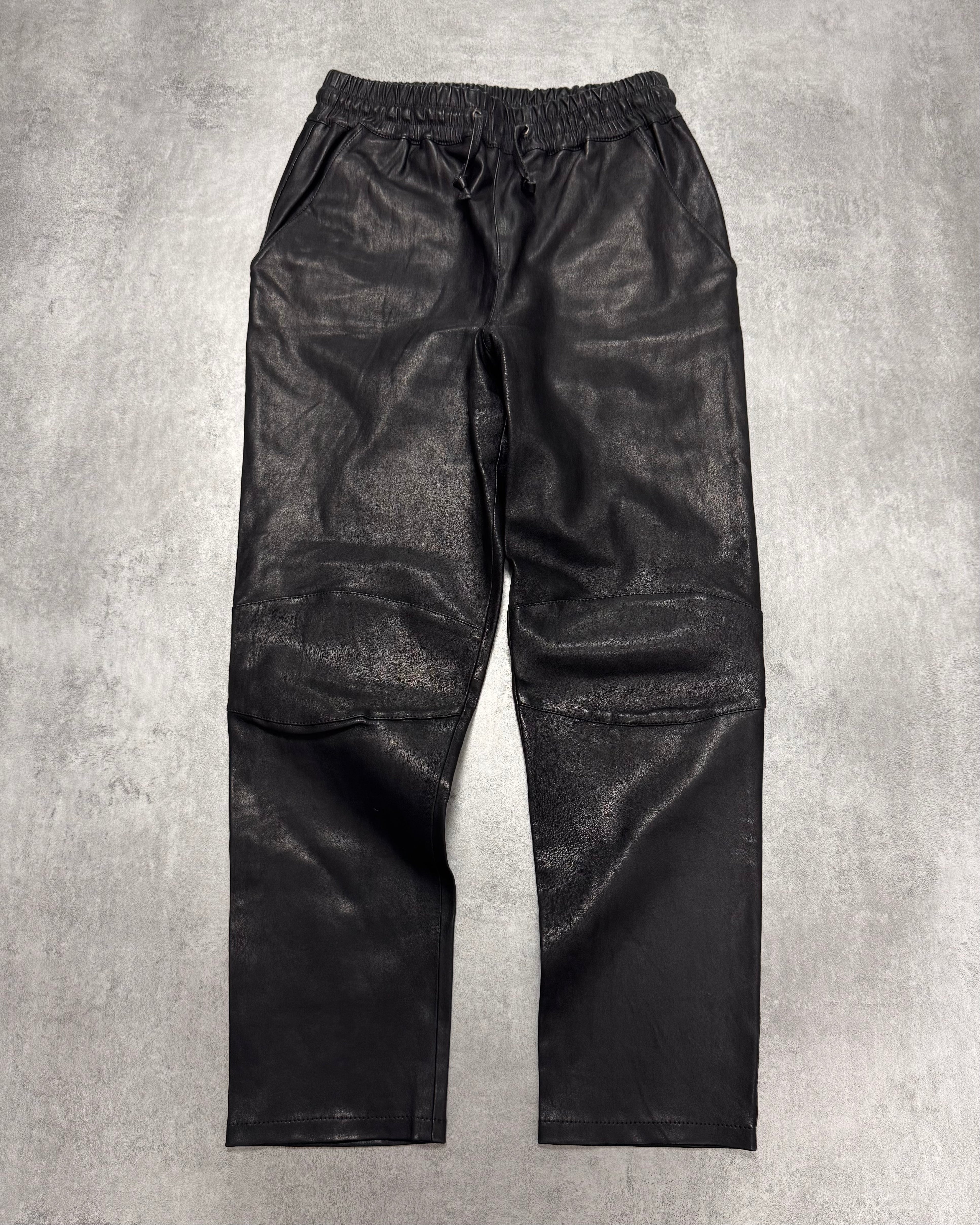 SS2016 Emporio Armani Black Leather Pants