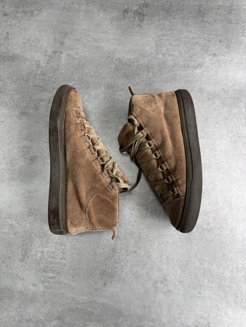 Balenciaga Arena High Brown Suede Leather Sneakers