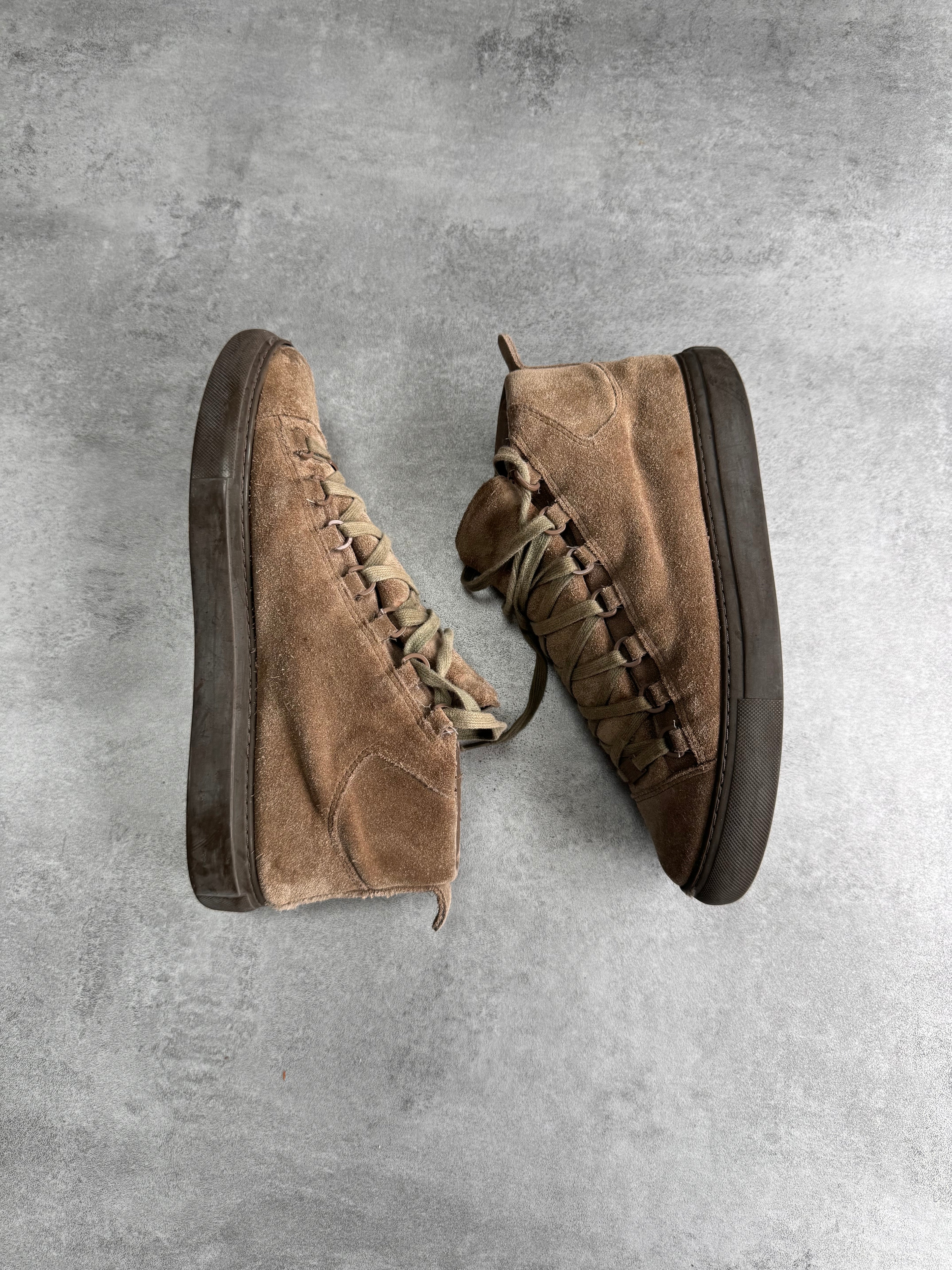 Balenciaga Arena High Brown Suede Leather Sneakers