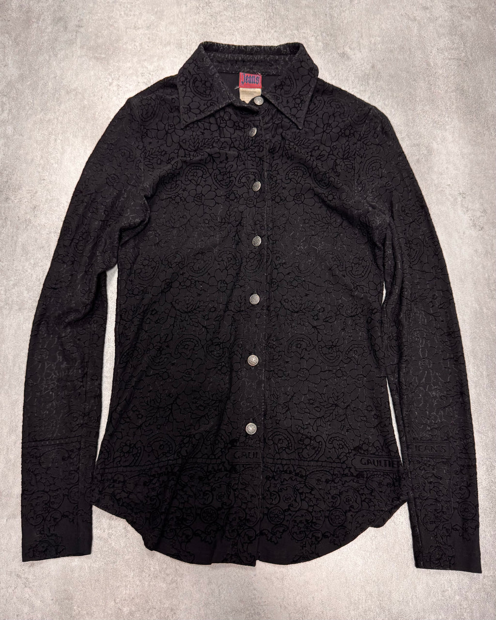 1990s Jean Paul Gaultier Glamour Velvet Black Shirt