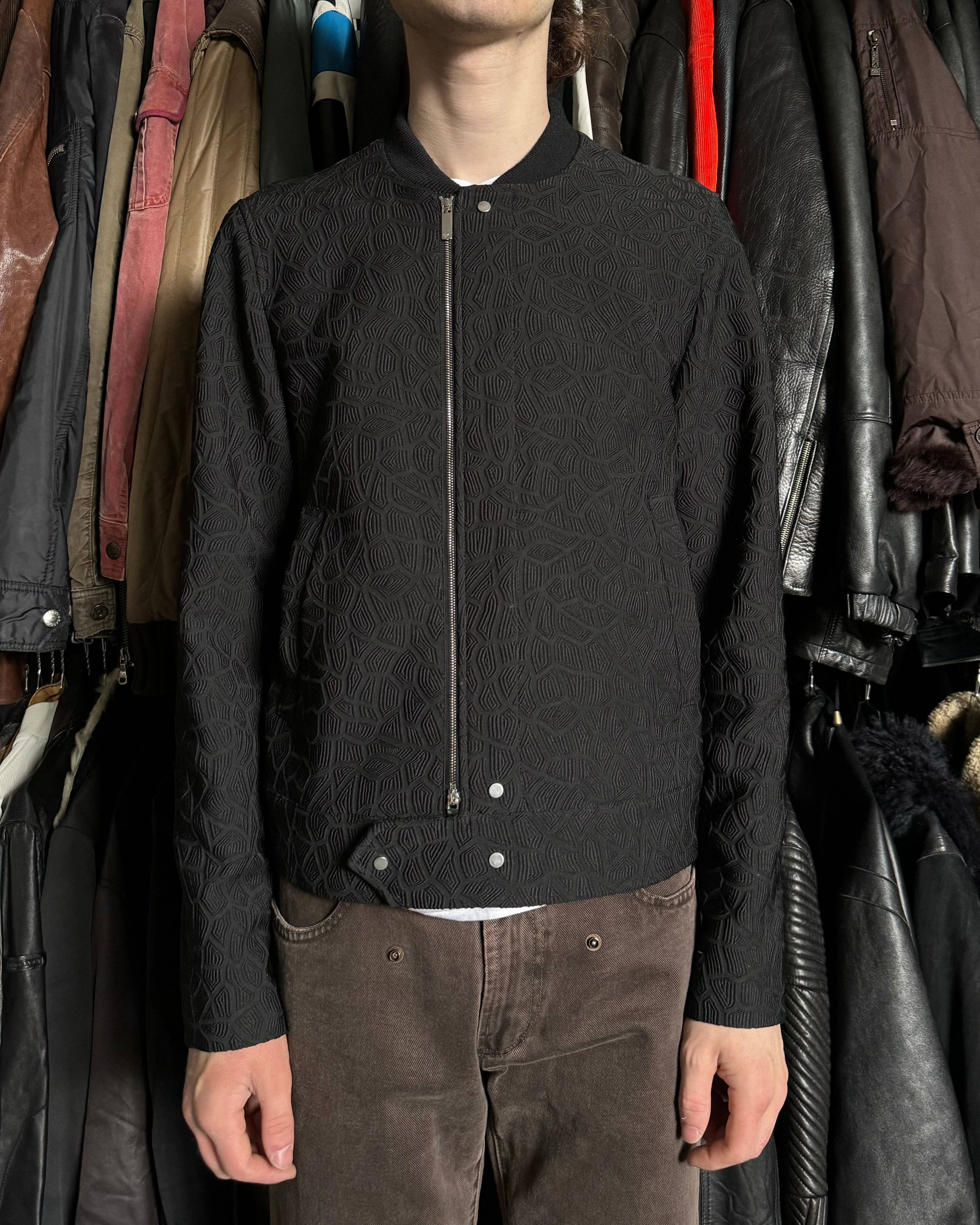 FW2018 Emporio Armani Asymmetrical Black Light Shadow Jacket