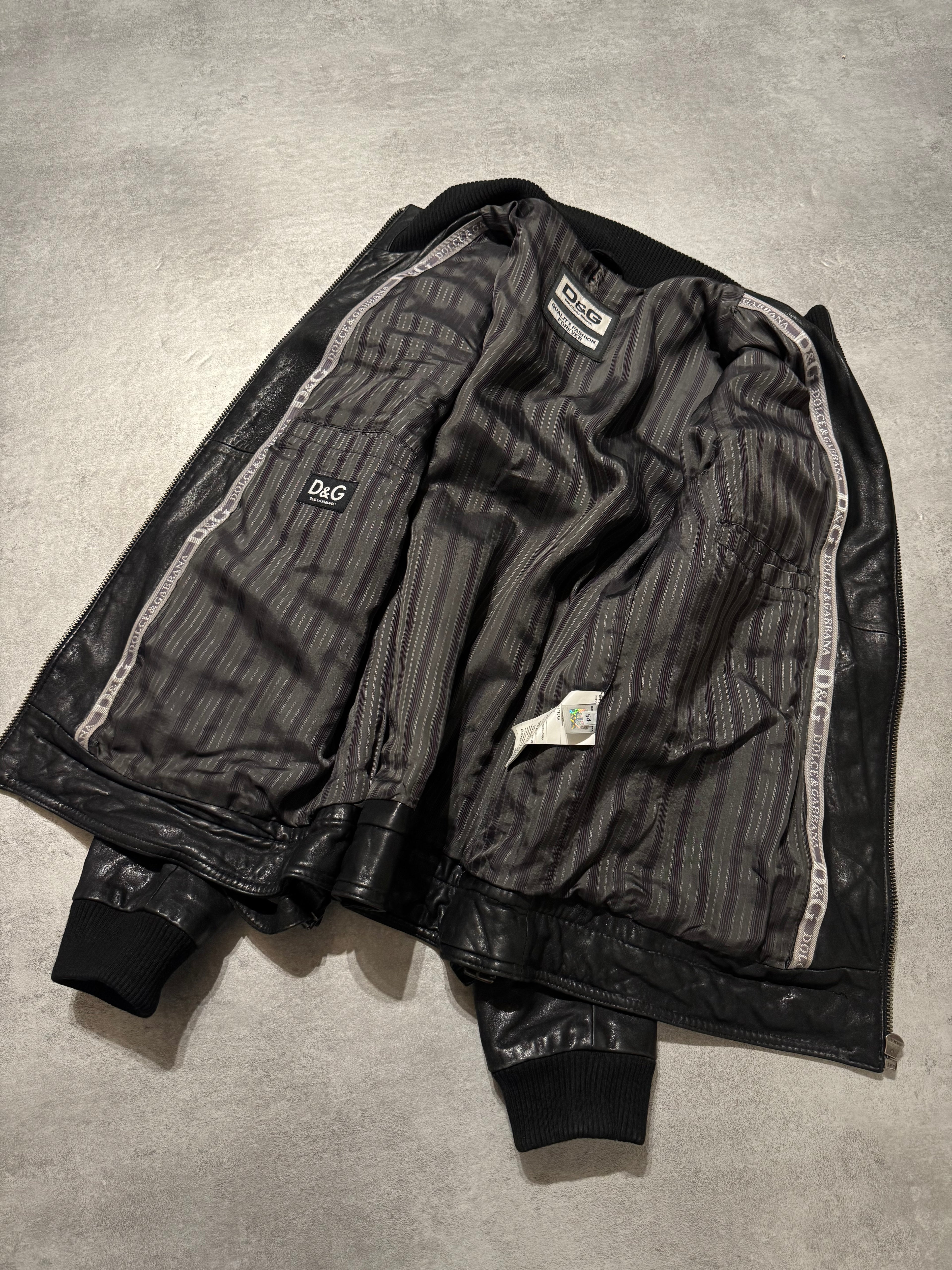 2000s Dolce & Gabbana USA Black Quilted Leather Jacket