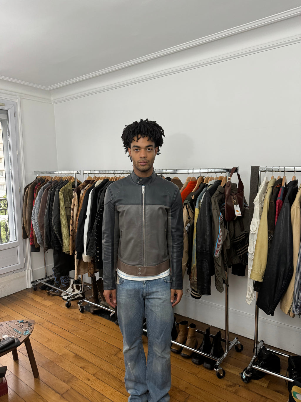 Louis Vuitton Racing Cafe Biker Padded Leather Jacket