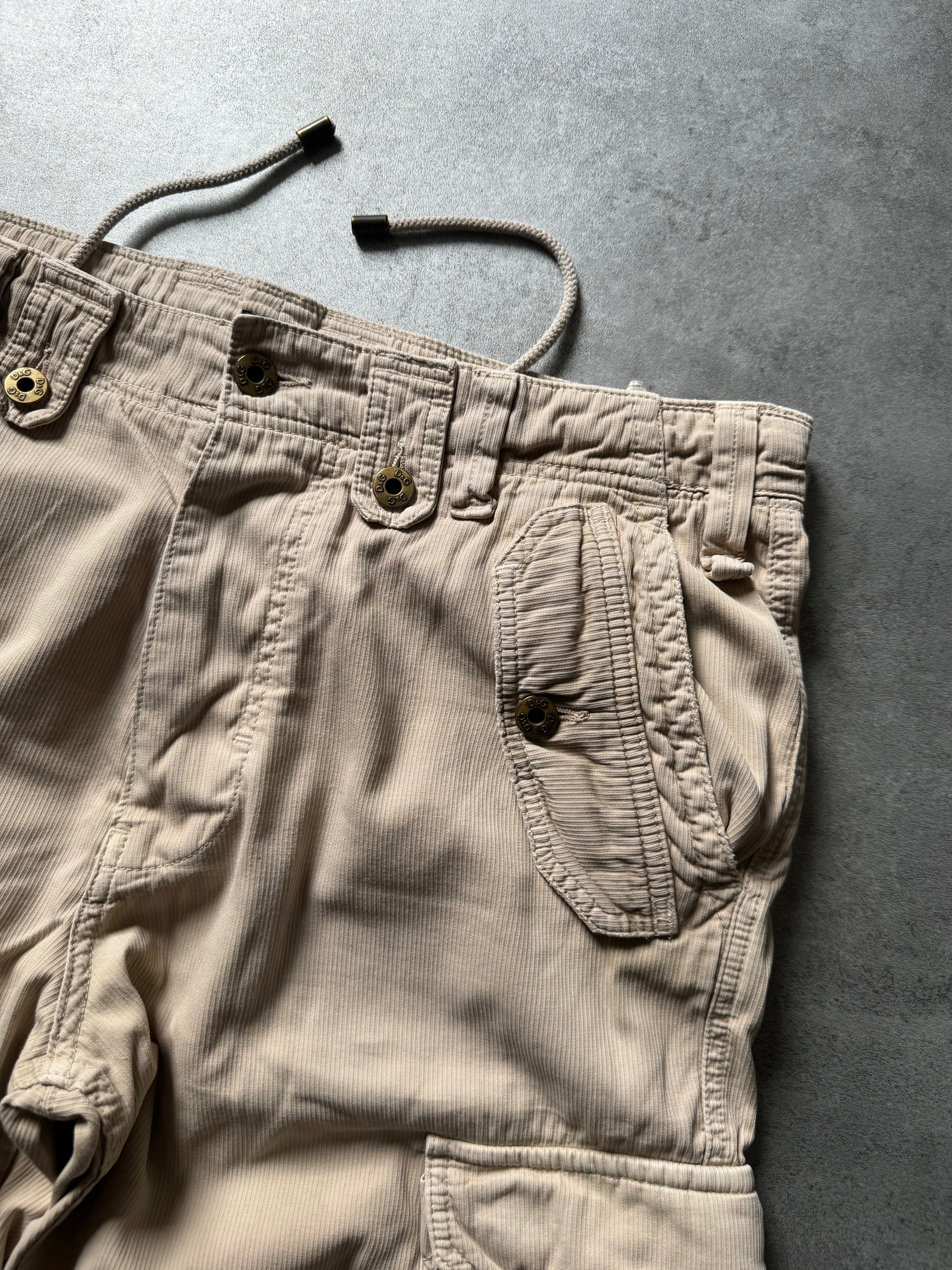 FW2006 Dolce & Gabbana Multi Pockets Cargo Beige Shorts (L) - 8