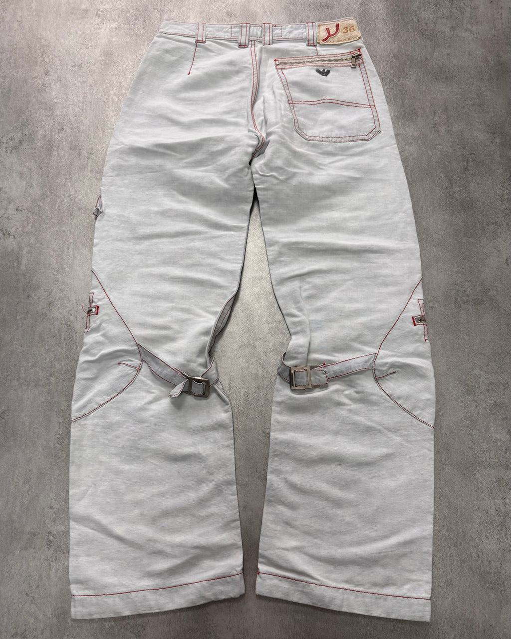 2000s Armani Biker Cargo White Pants