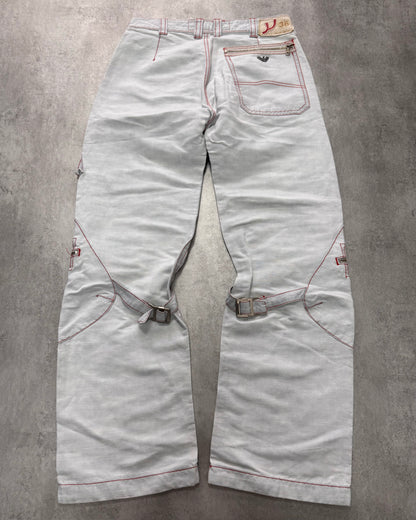 2000s Armani Biker Cargo White Pants (M)