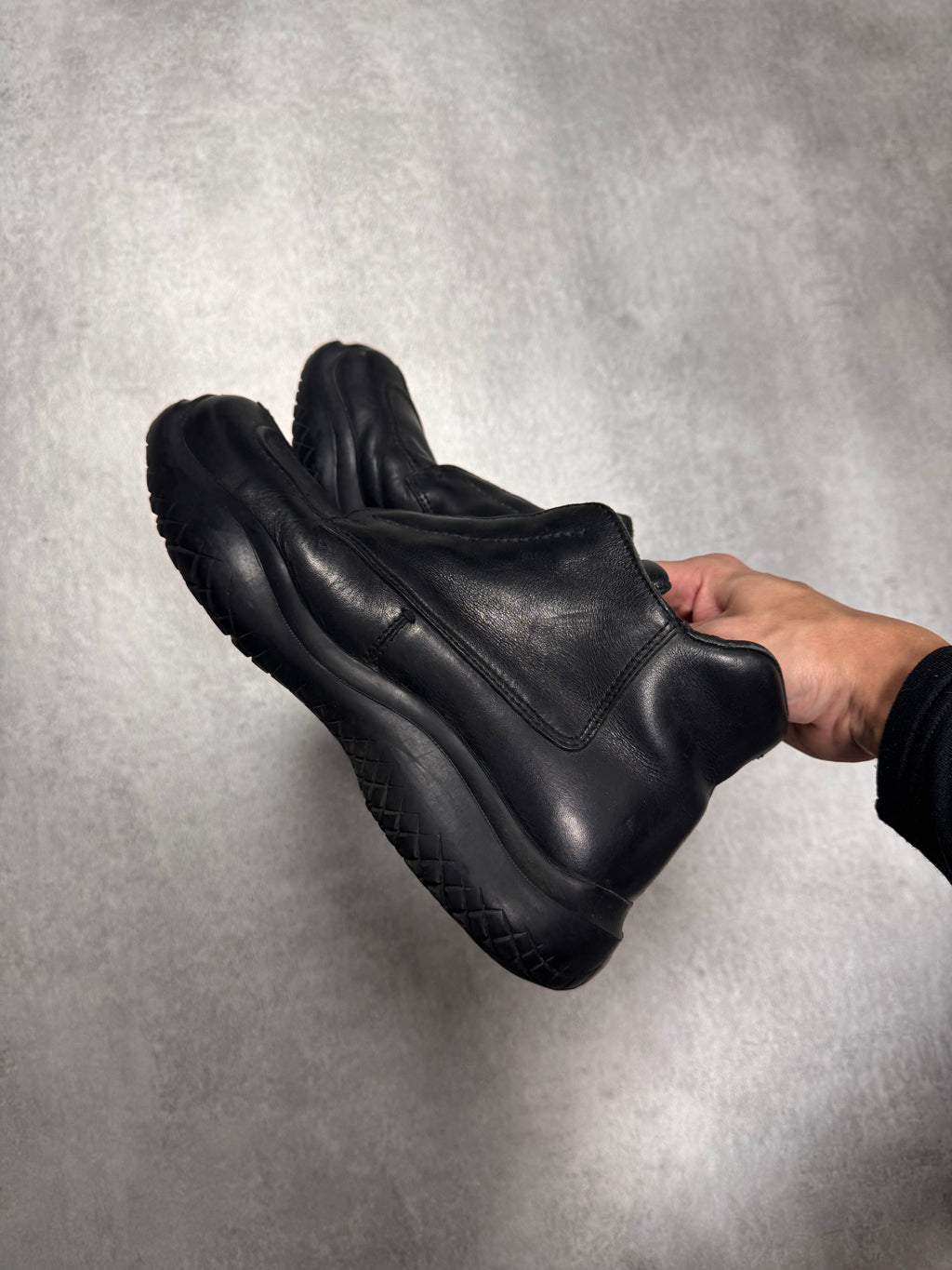 FW2000 Prada Vibram Hybrid Outdoor Black Leather Shoes
